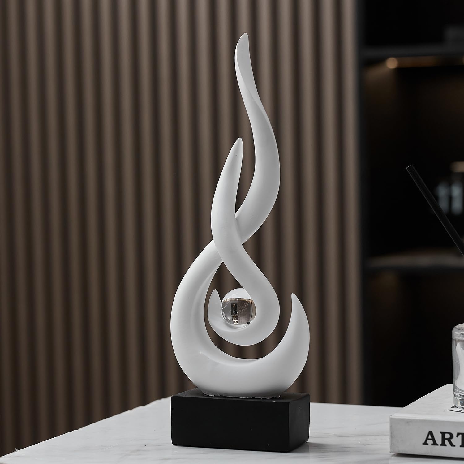 Resin Flame Statue Modern Centerpiece Ornaments / White