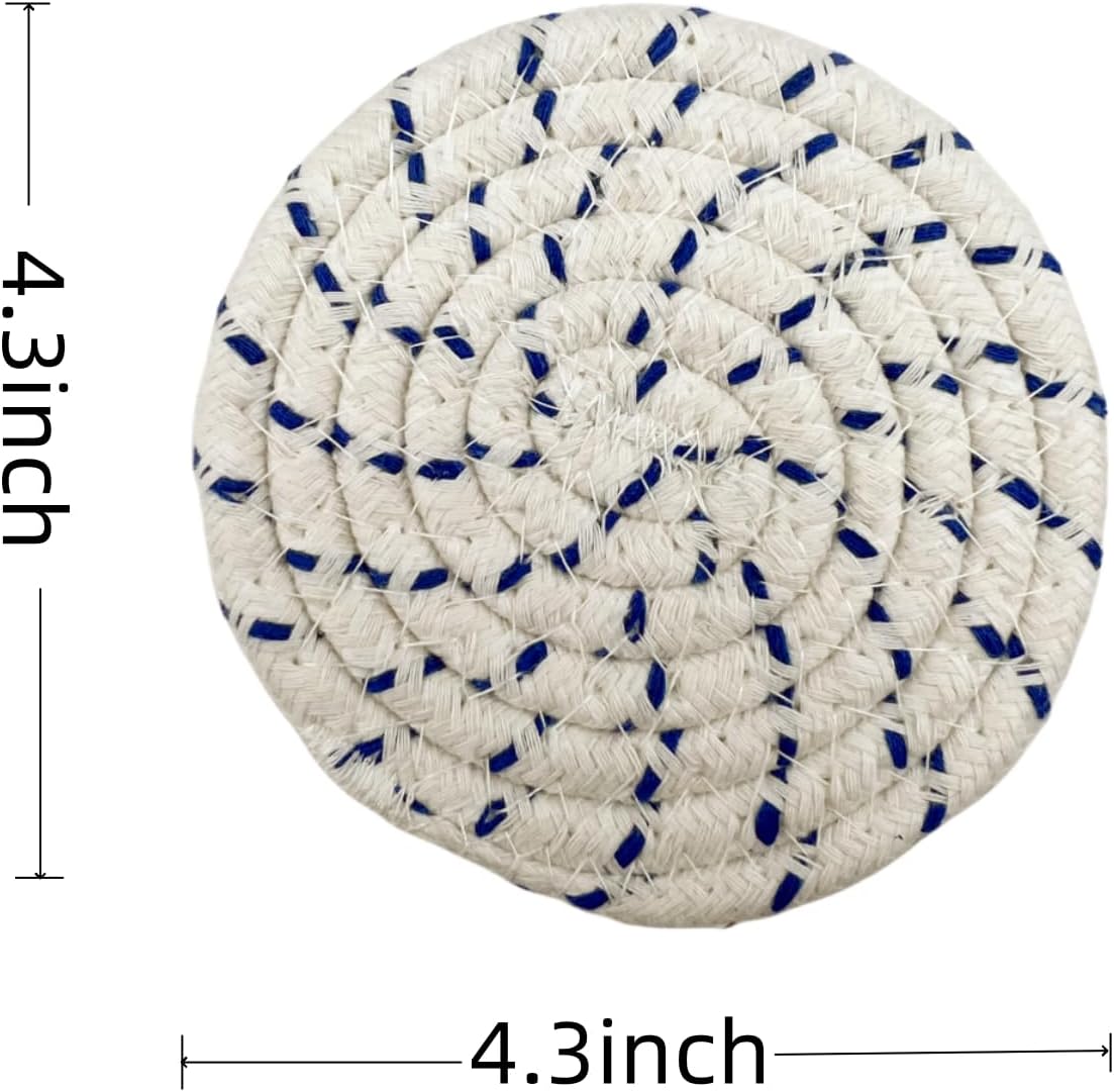 Holder / Handmade Woven Cotton Coasters / Colors 8 / 4.3 Inch / Set of 8