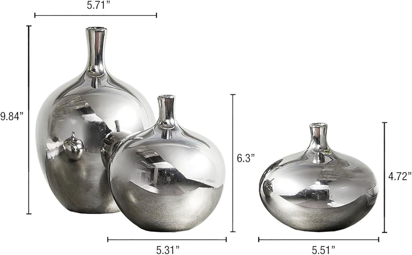 Signature Ansen Ceramic Handmade Vase Set Home Décor / Silver
