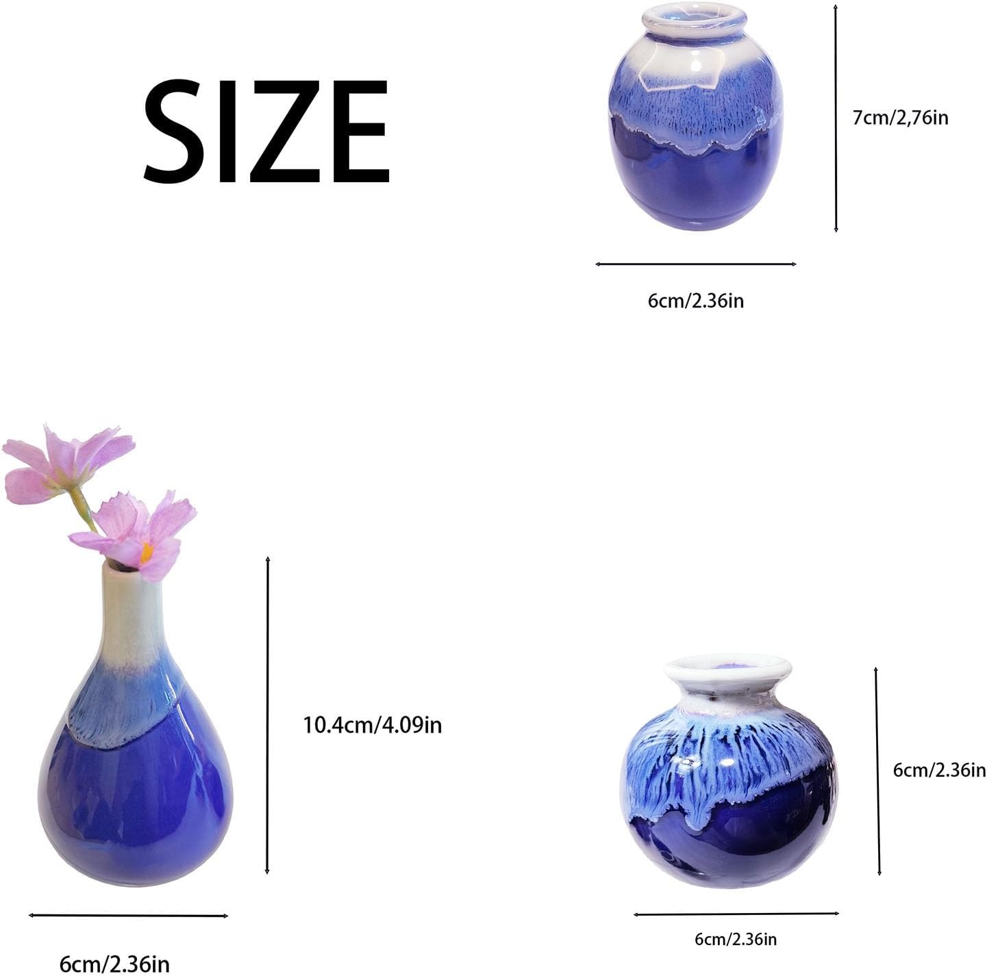 Daittin 3-Piece Ceramic Vase Set / Navy Blue