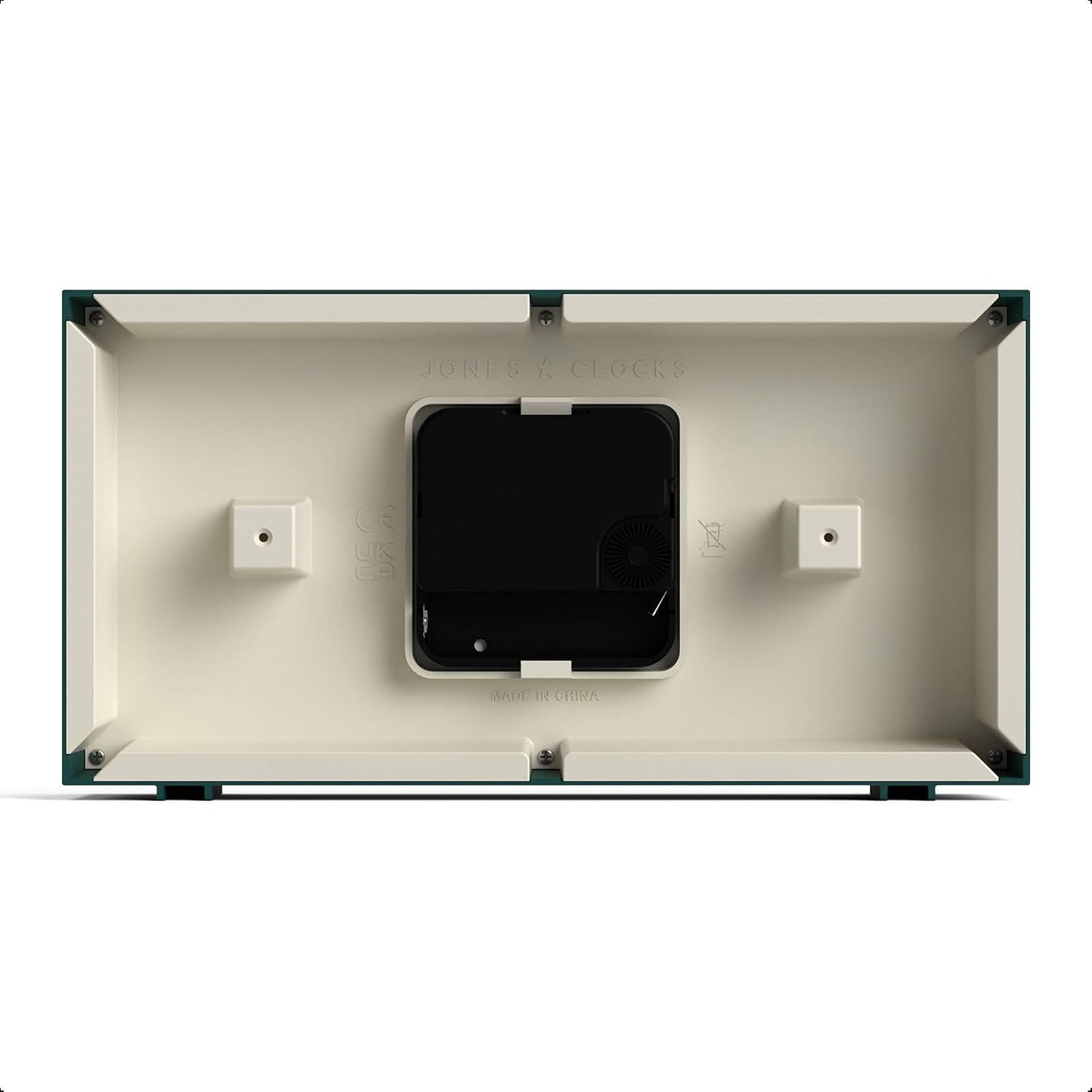 JONES CLOCKS® Odeon Desk Clock | Modern Rectangular Design | Dark Green | Stylish Retro Look for Shelf, Table, Mantel