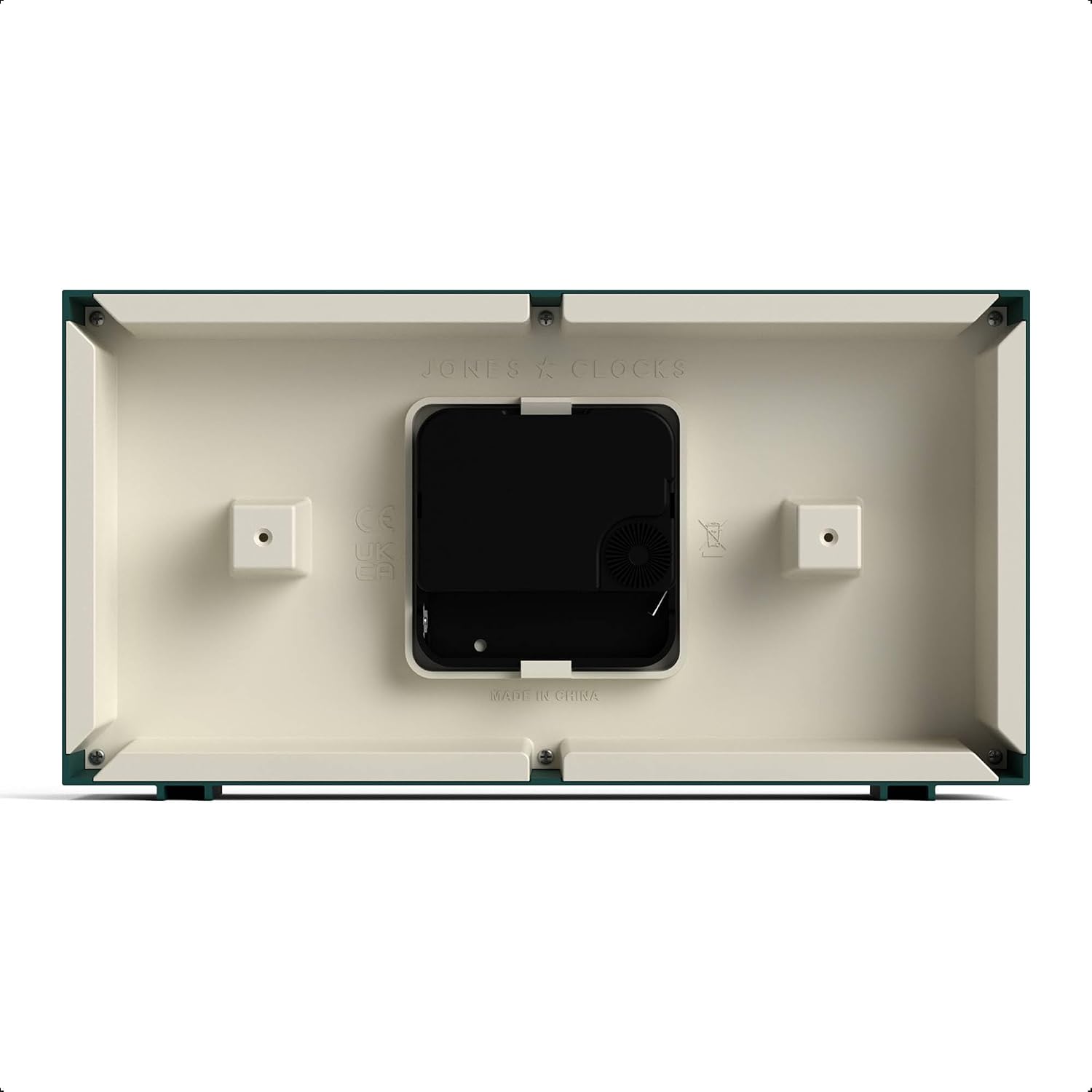 JONES CLOCKS® Odeon Desk Clock | Modern Rectangular Design | Dark Green | Stylish Retro Look for Shelf, Table, Mantel