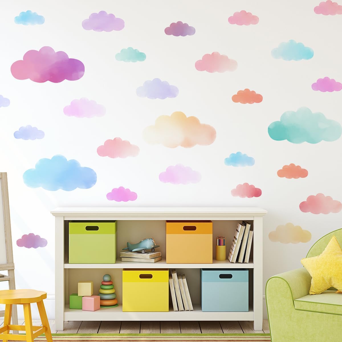 Clouds Wall Decals Colorful Clouds Wall Stickers for Baby Nursery Playroom Bedroom / Clouds-1