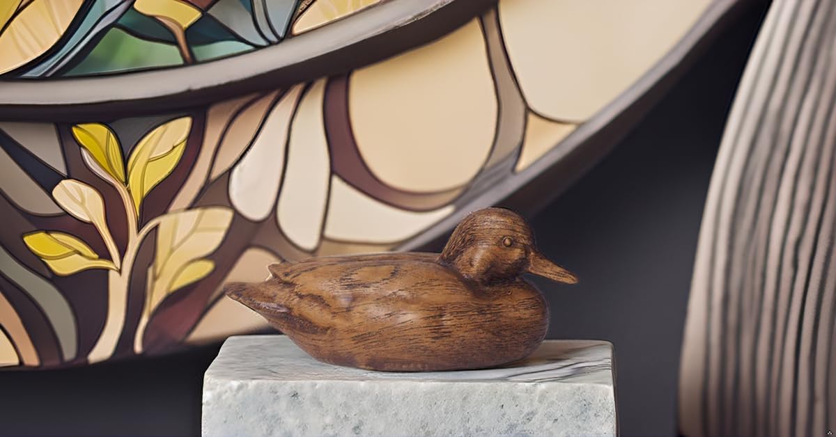 Wooden Texture Duck Home Decor Statue Rustic Home Decorations / Brown