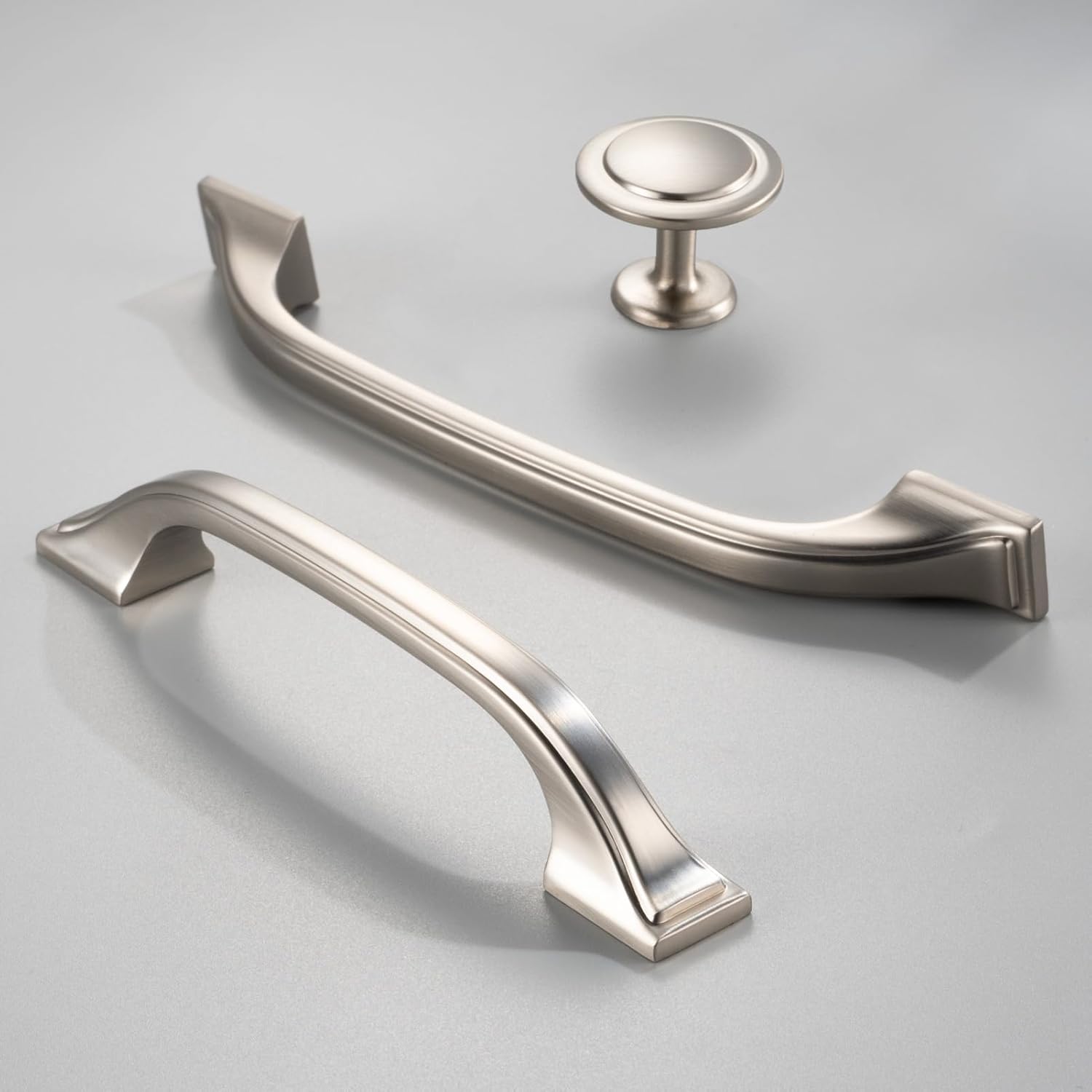 Cabinet Pulls Satin Nickel Cabinet Handles / 3 Inches / Arch Pull / Brushed Nickel / Set of 10