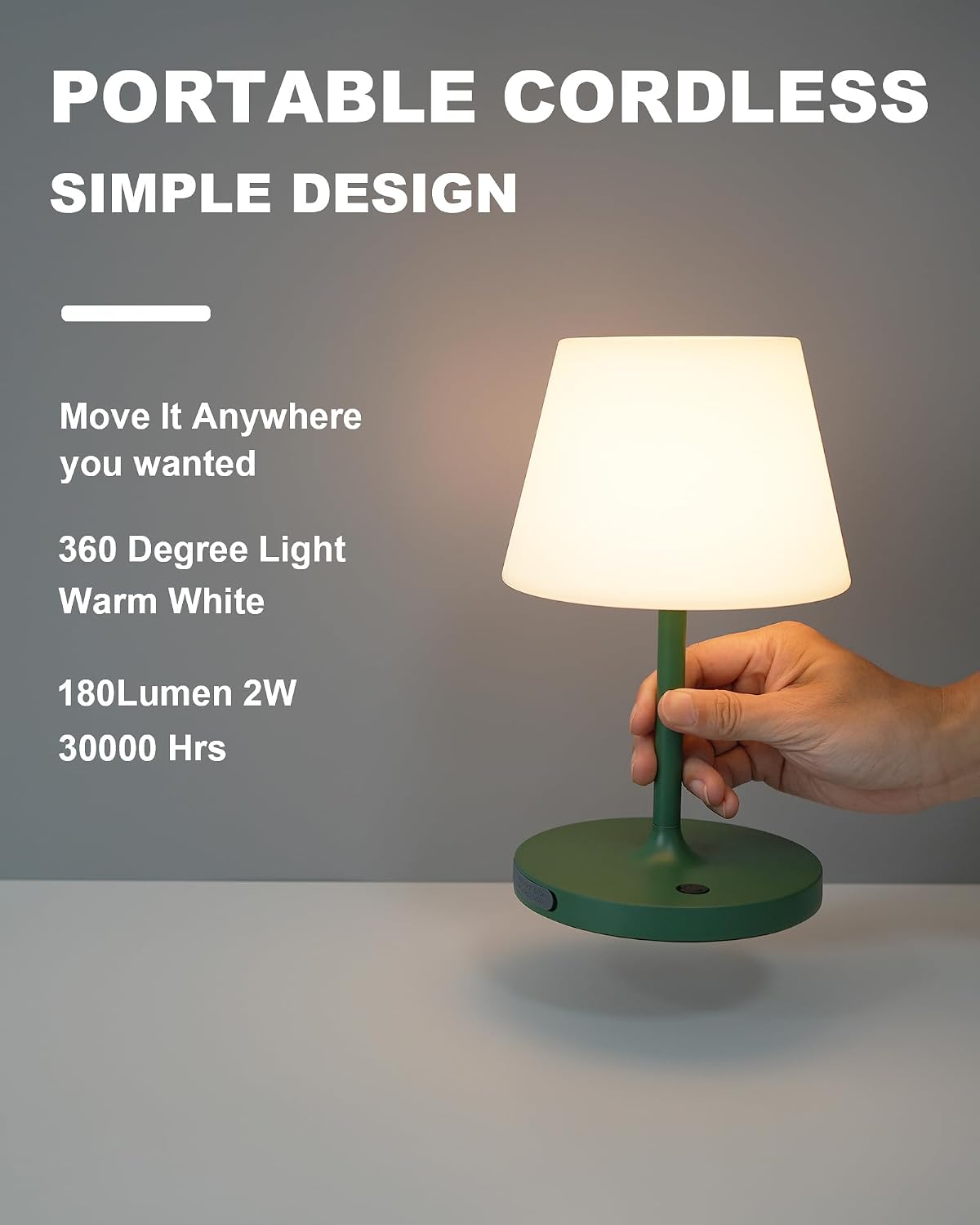 WEILAILUX Outdoor Battery Operated Table Lamp Waterproof, 4000mAh Cordless Table Lamp Rechargeable, Touch Dimmable Desk