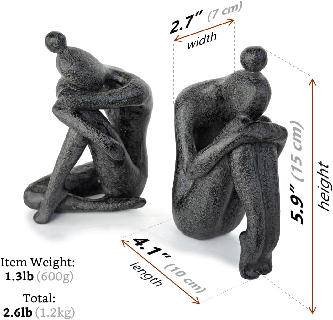 Book Stoppers / Yoga-Style Decorative Bookends / Black