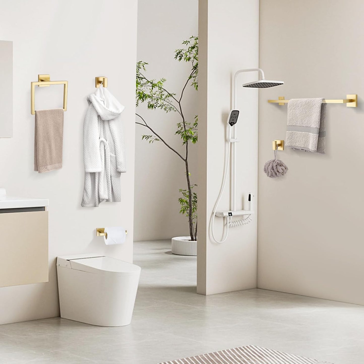 YACVCL Towel Bar Set 10-Piece Brushed Gold Bathroom Hardware Set, Gold Bathroom Accessories Set,23.6 Inch Towel