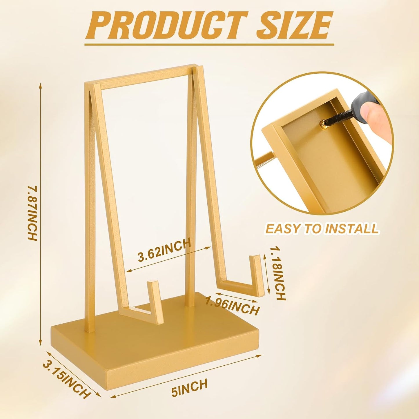 Metal Display Easel Stand Tabletop Easel Stand Modern Abstract Tabletop Display / 8 x 5 x 3 / Gold