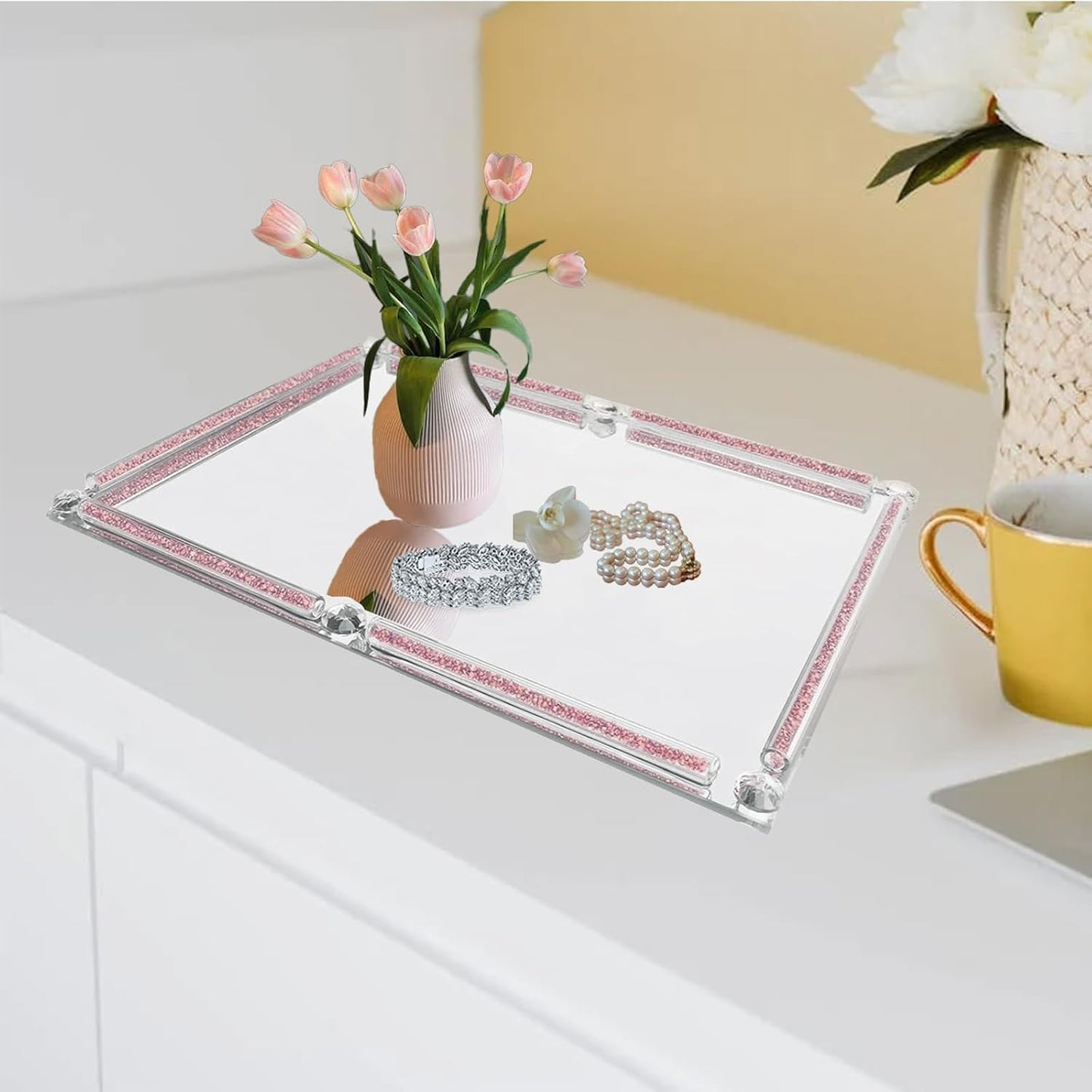 Large Crystal Serving Tray / Rose Red A / 15.7 x 11.8