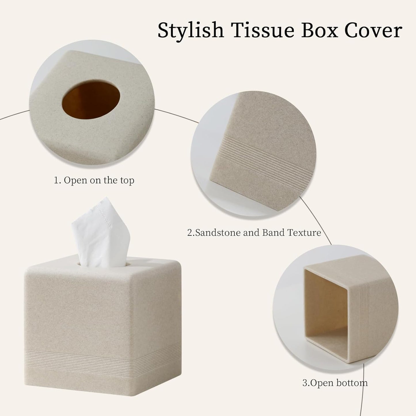 Tissue Box Cover Square / Beige