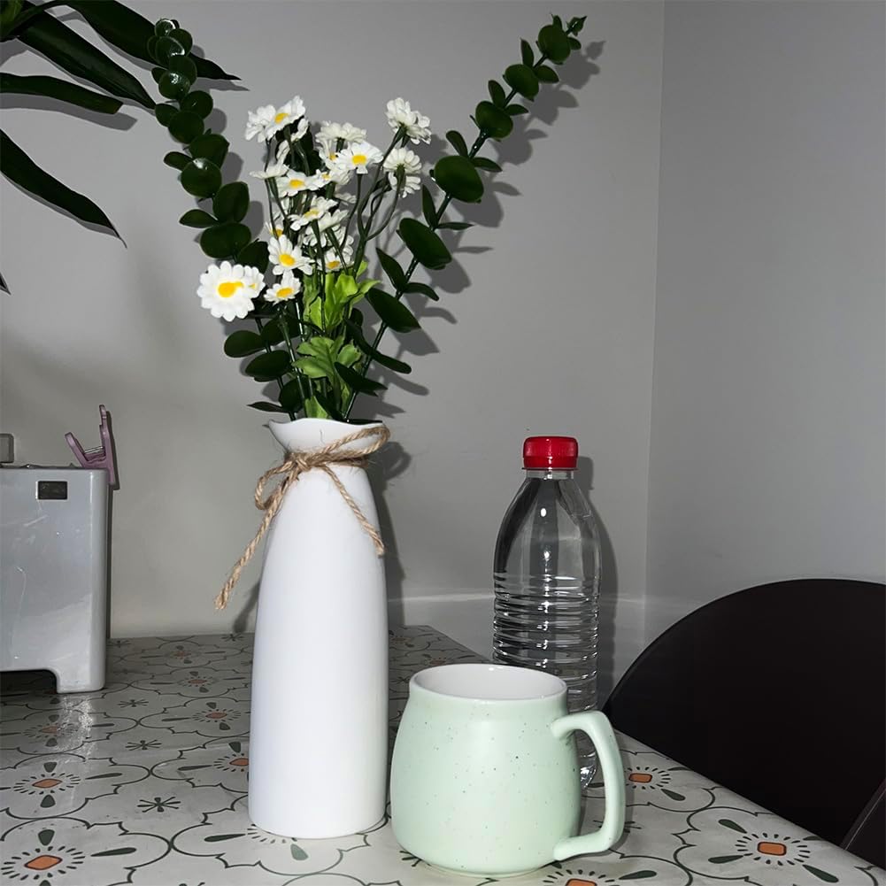 Ceramic Vase-Flower Vase Dried Flower Vase for Modern Home Decor / White
