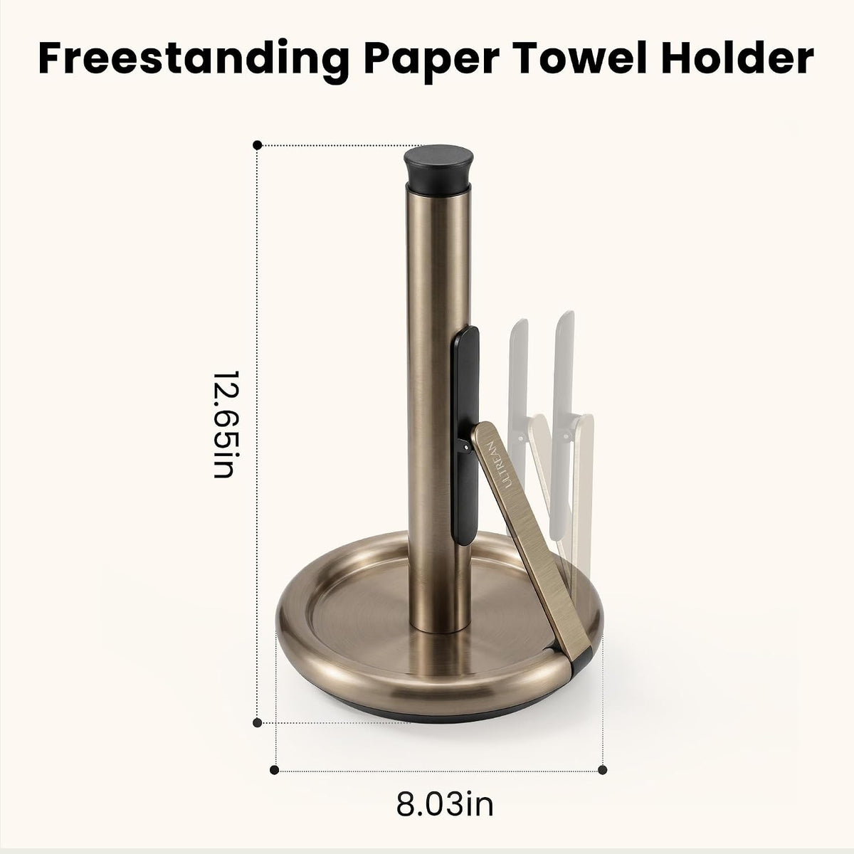 Ultrean Paper Towel Holder Countertop, Freestanding Paper Towel Dispenser with Spring-Loaded Arm for One-Handed Tear