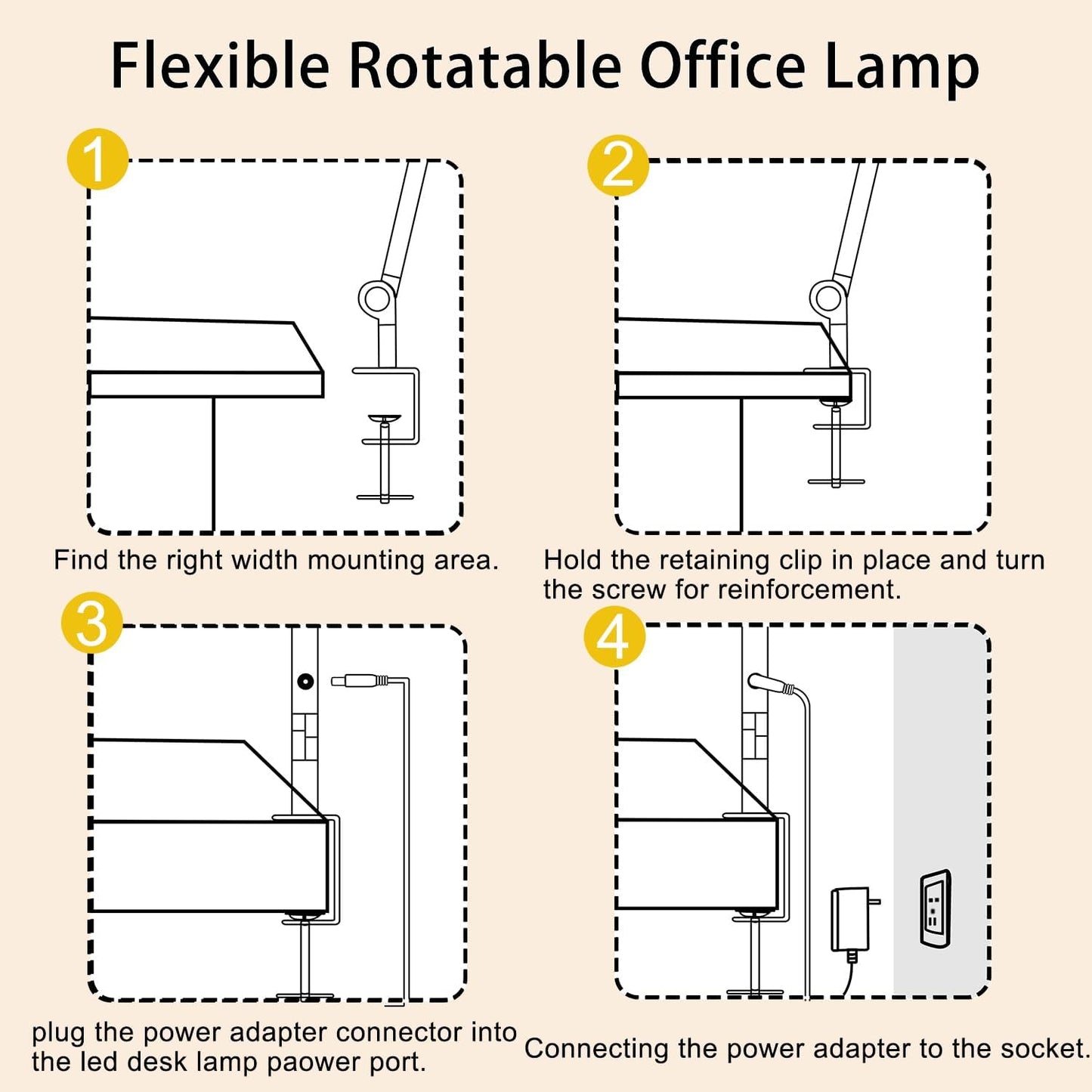 LED Desk Lamp with Clamp & Flexible Arm - 3 Light Sources, 4 Color Modes & 5 Brightness Levels, Eye-Caring Table Light