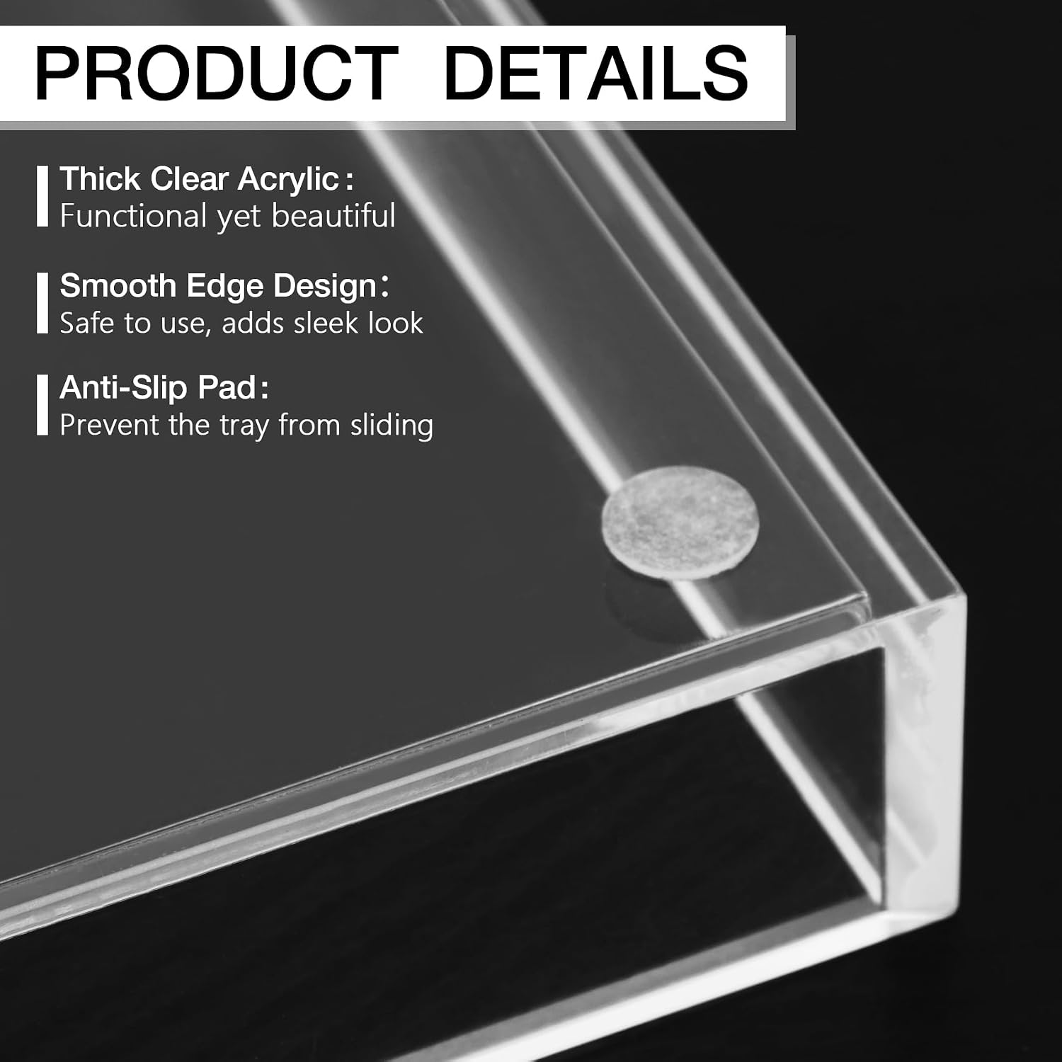 Acrylic Tray 5mm Thicken for Vanity Makeup / Clear / 12 x 6 x 1.2