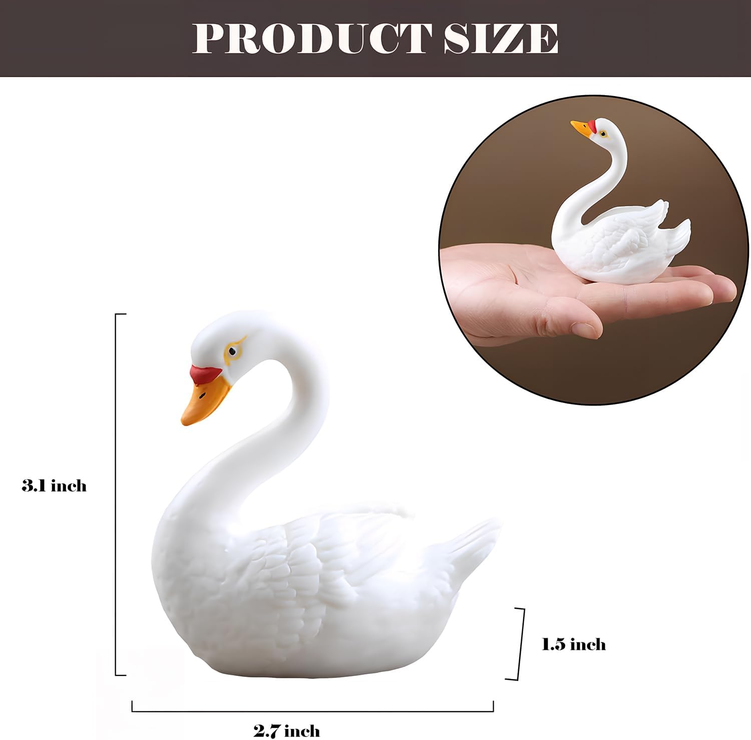 Ceramic Swan Figurine / 2.7 Inche Tall / White