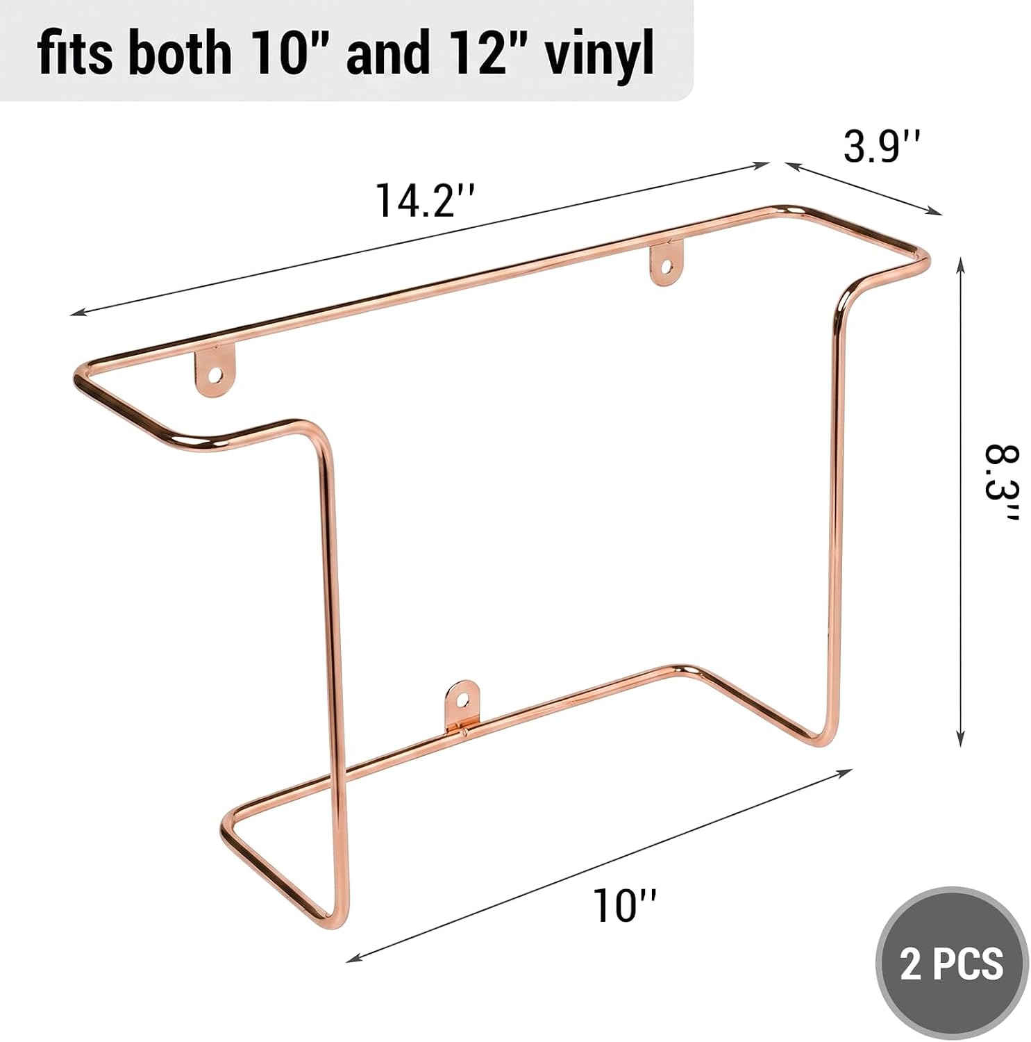 MyGift Copper Metal LP Record Wall Racks, Vinyl Album Display Set of 2 | Copper-tone wire racks display LP covers while