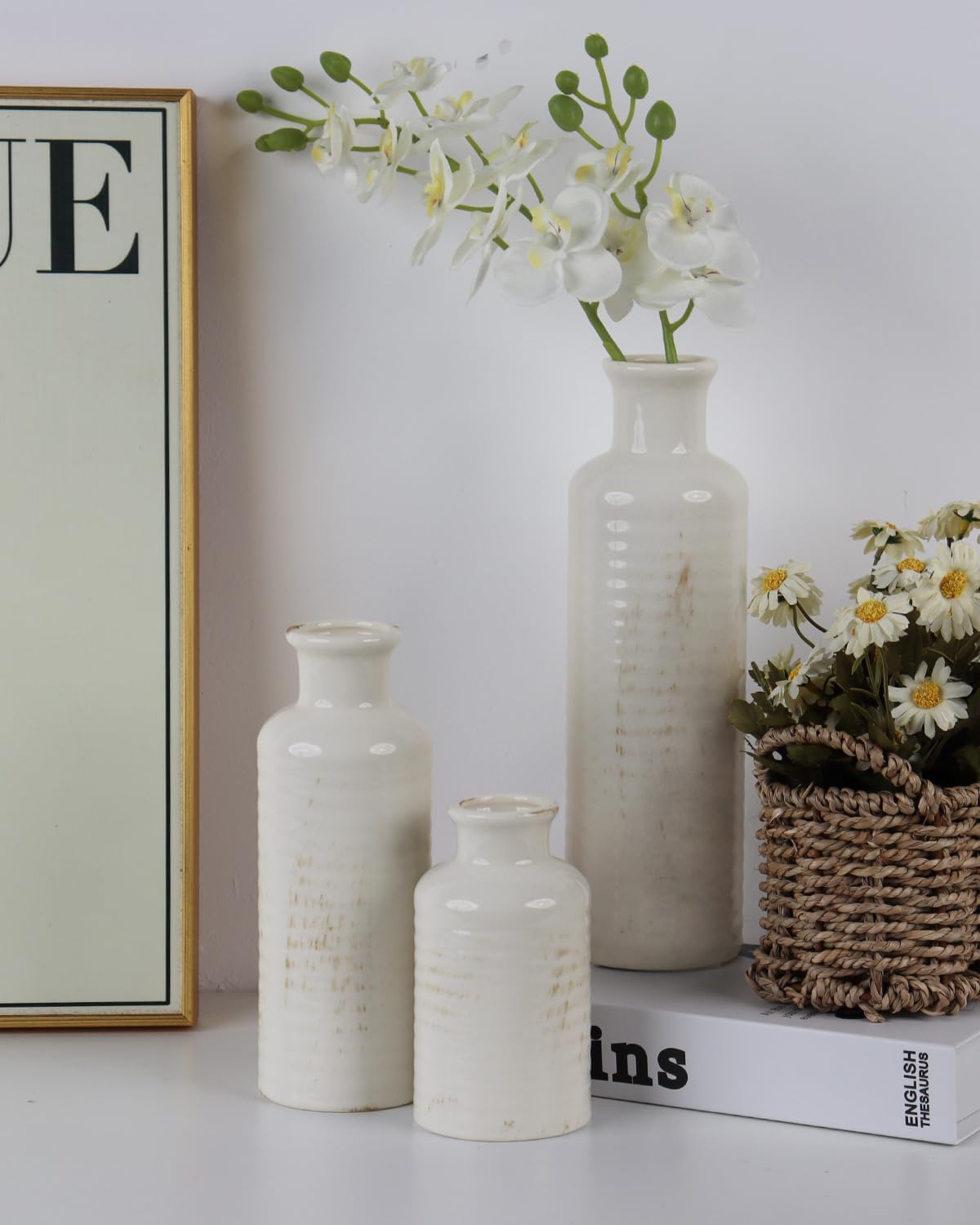 Ceramic Vase / White02 / White / Set of 3