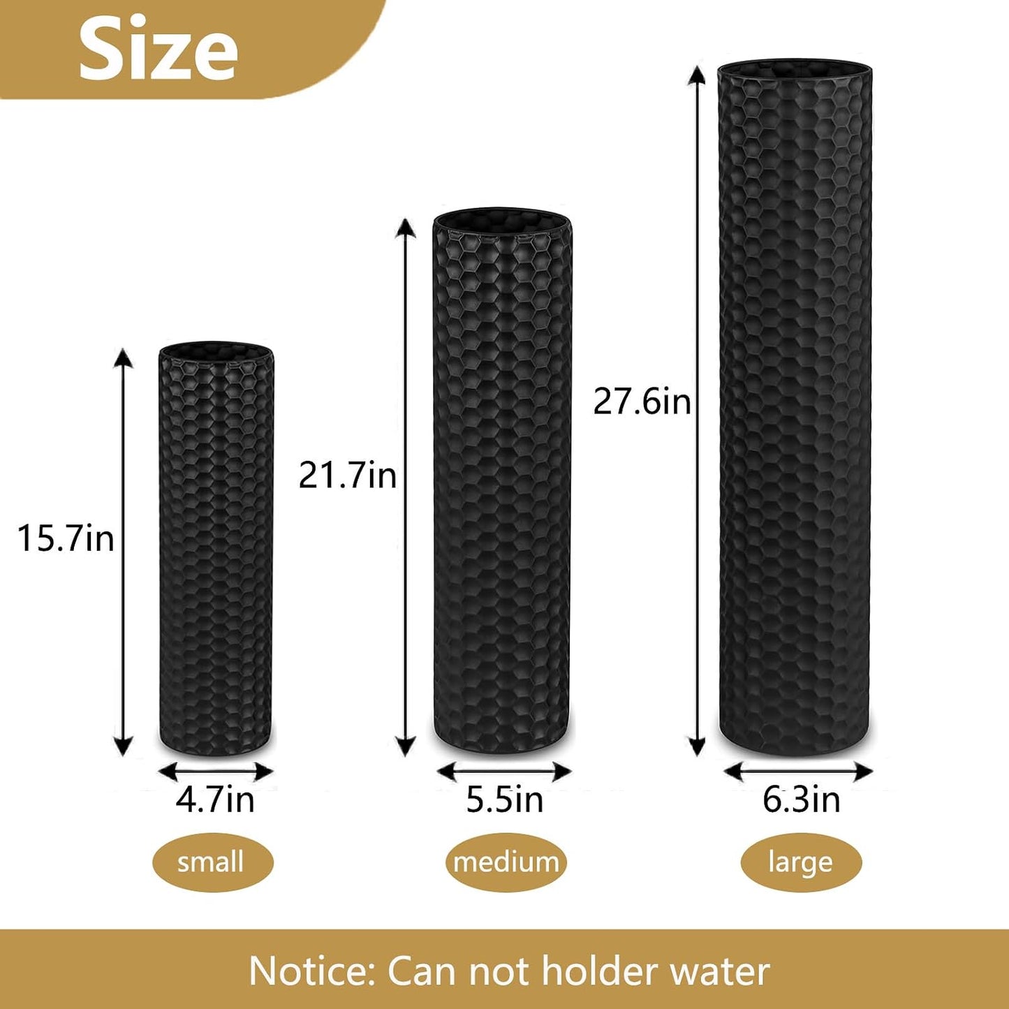 Extra Large Metal Decorative Vases / Black / Set of 3