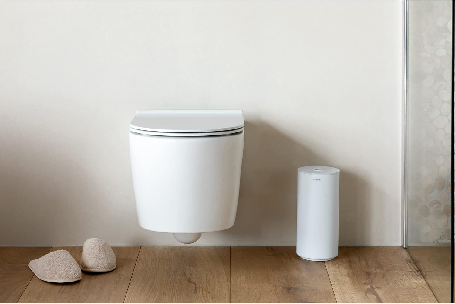 Brabantia Mindset Toilet Roll Dispenser (Mineral Fresh White) Anti-Rust, Discreet Bathroom Tissue Holder, 2 Spare Rolls