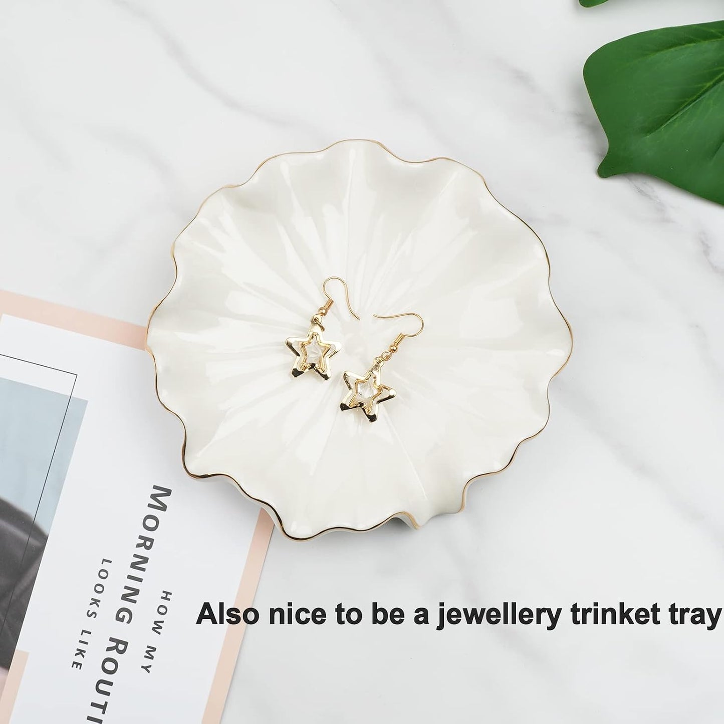 Ceramic Self Draining Soap Dish Lotus Leaf Soap Holder Waterfall Soap Dish Soap Savers / White