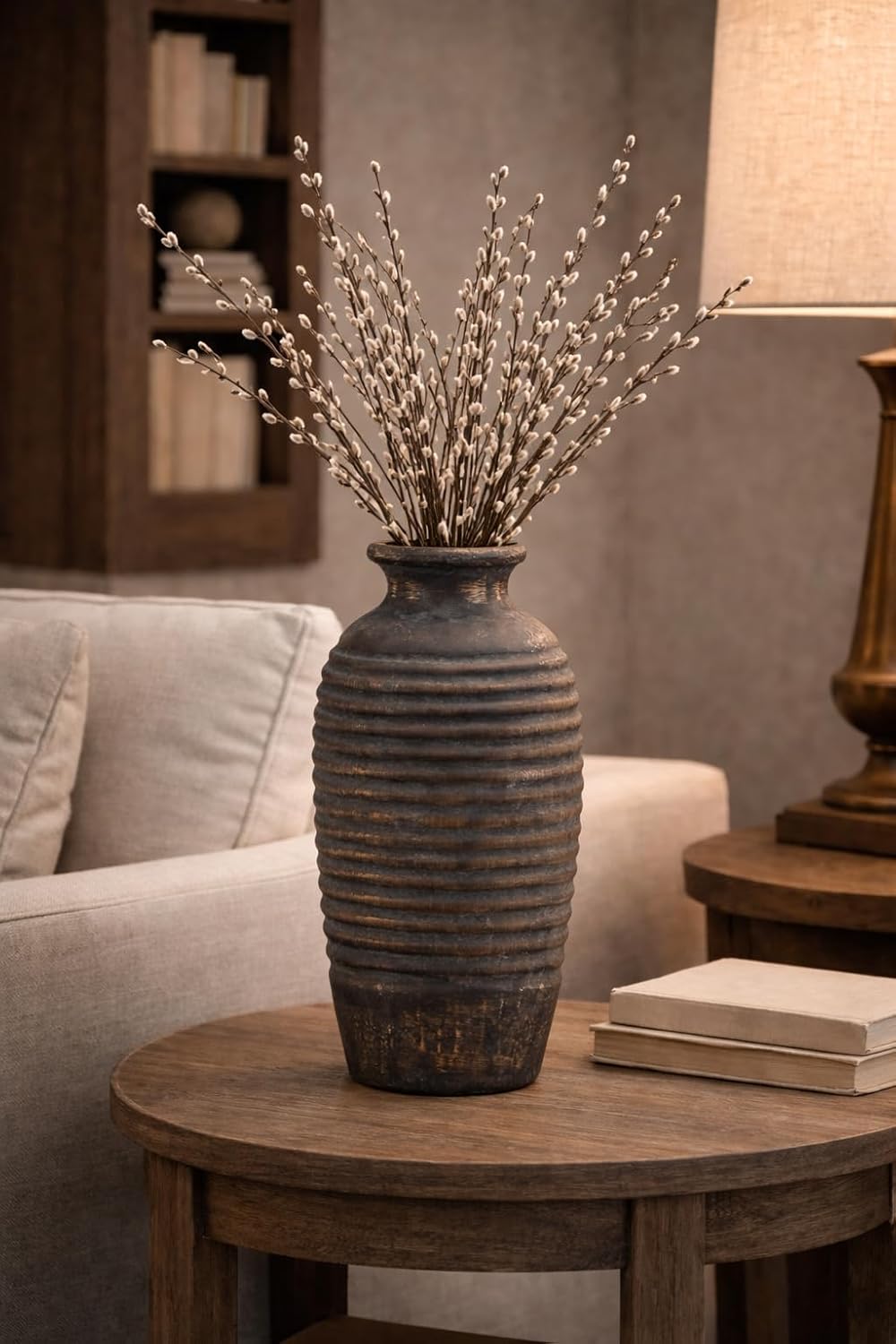 Large Ceramic Rustic Vase / Bronze / 14.4 / 14.4 Inch