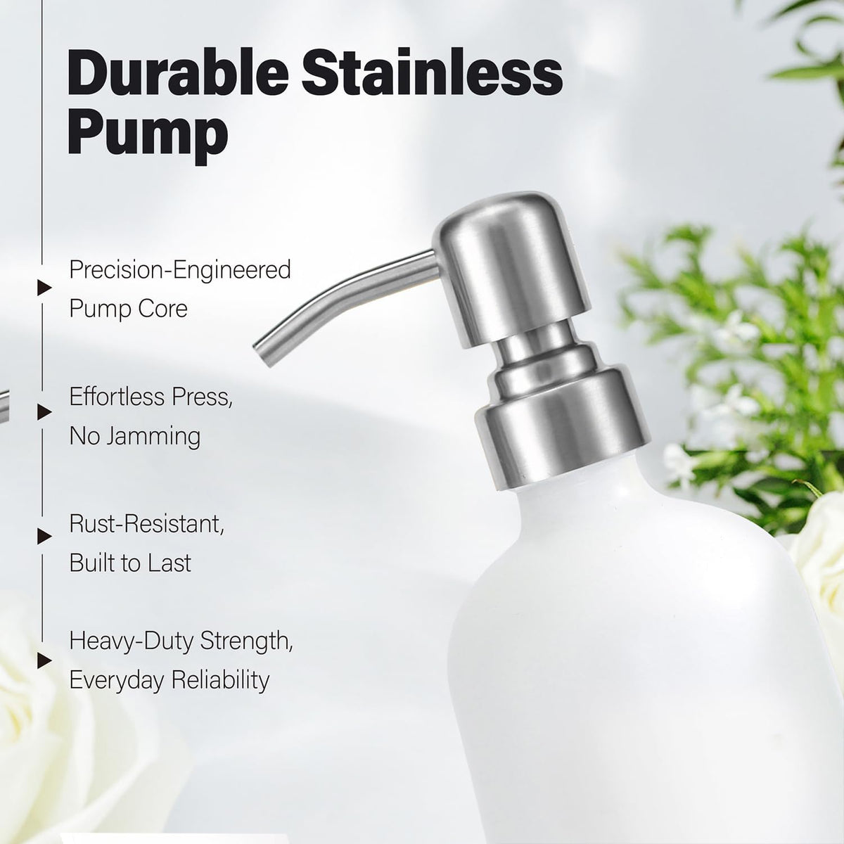 Prus Waso White Soap Dispenser Bathroom Set, Silver & White | Hand and Lotion Dispenser with Pump, Perfect for Bathroom