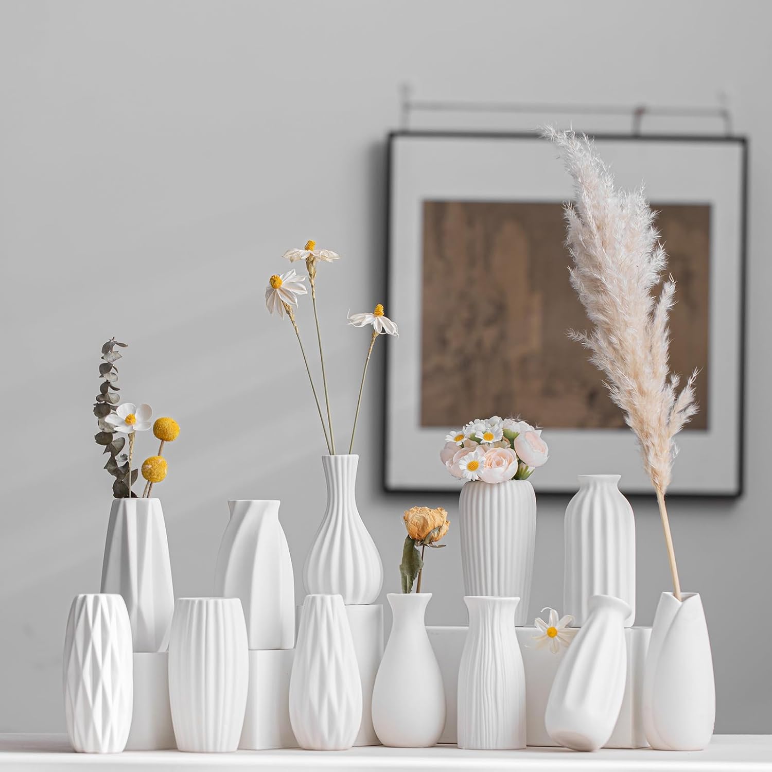 White Ceramic Vase / White-st-12 / Set of 12