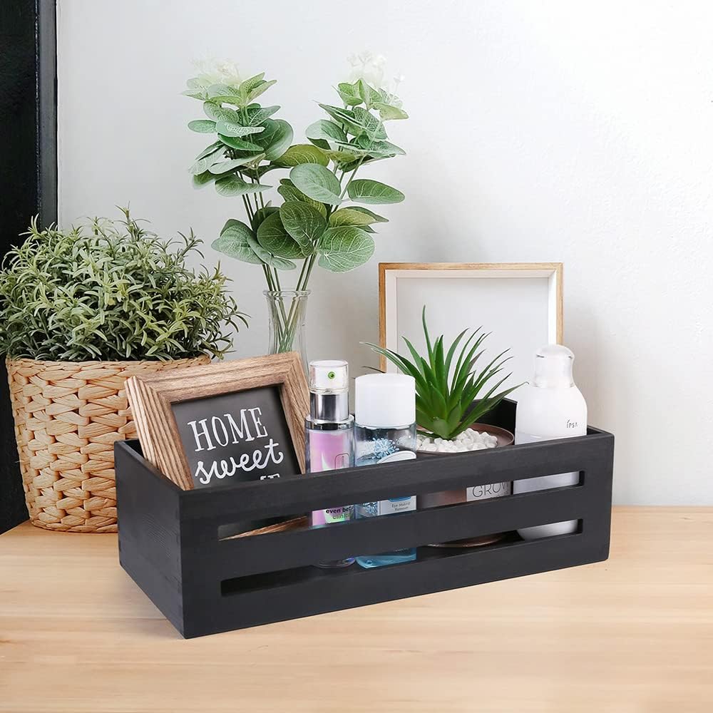 Wooden Toilet Paper Holder / Black / Set of 2
