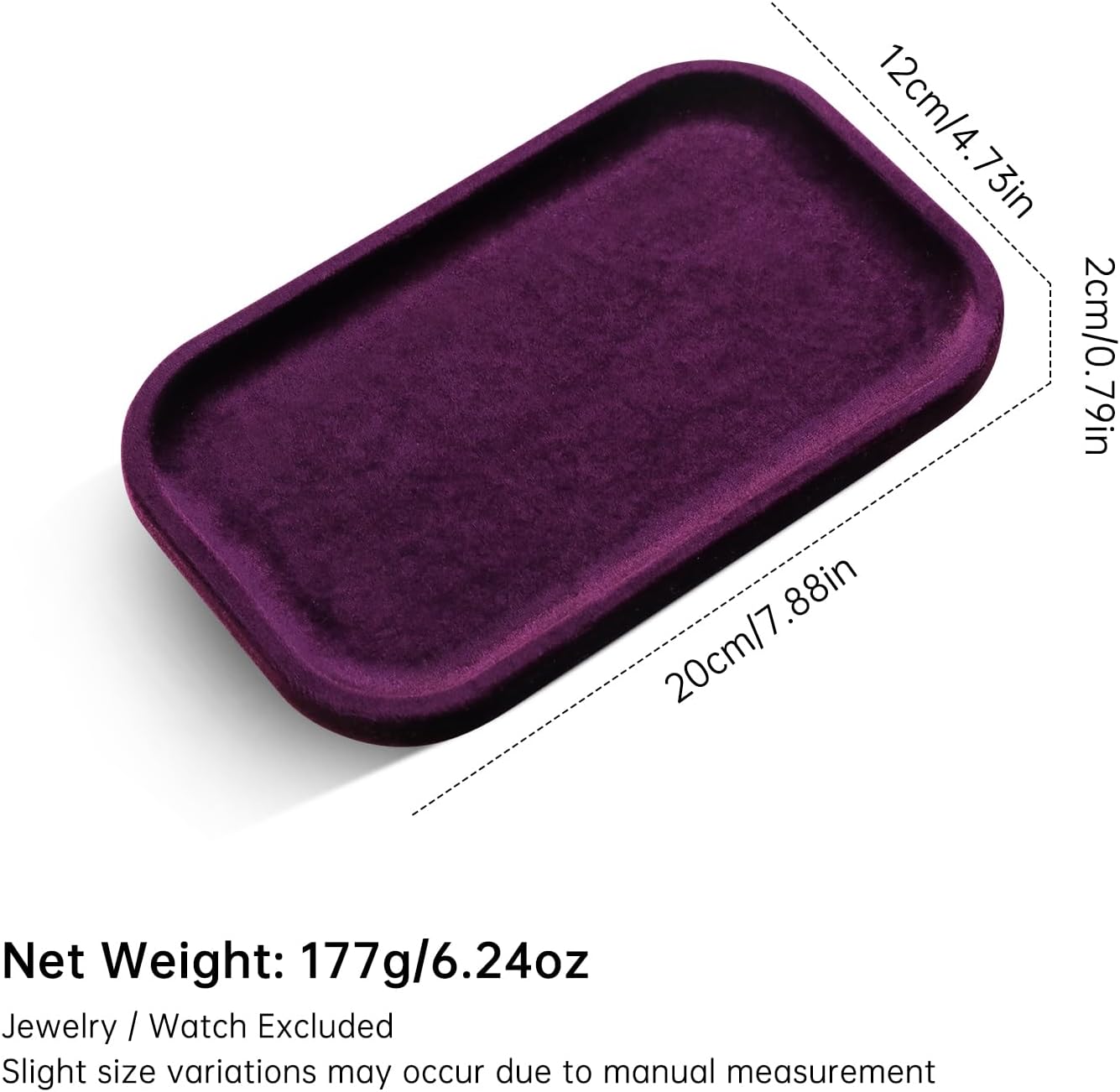 Resilient Velvet Jewelry Display Tray for Ring Earrings Bracelet Necklace / Purple / 7.9 x 4.7