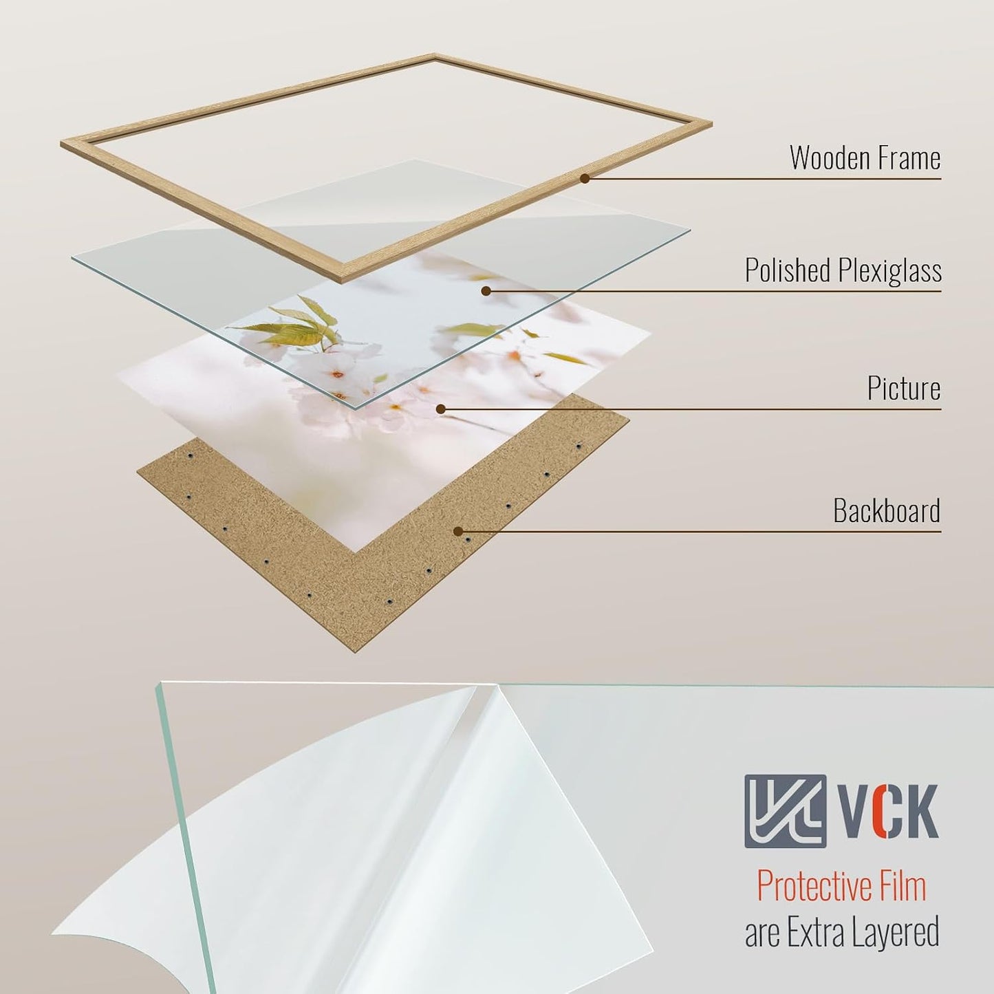 VCK 16x20 Frames Oak 4 Pack, Wide Thick Wood Border, for Poster/Prints | Exclusive Woodgrain, Wall Hanging, HD