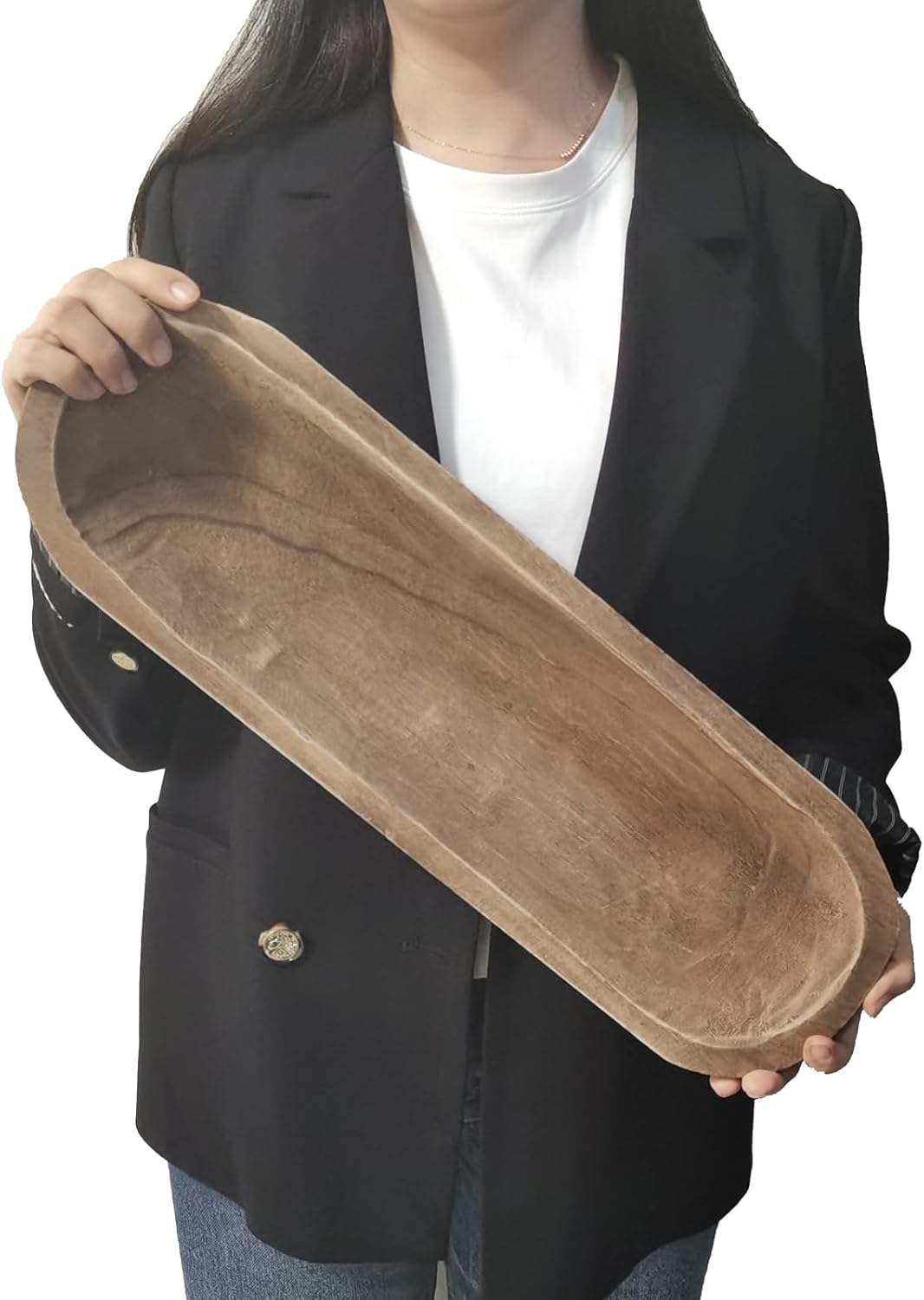 Wooden Dough Bowl Decor / 20inch Brown