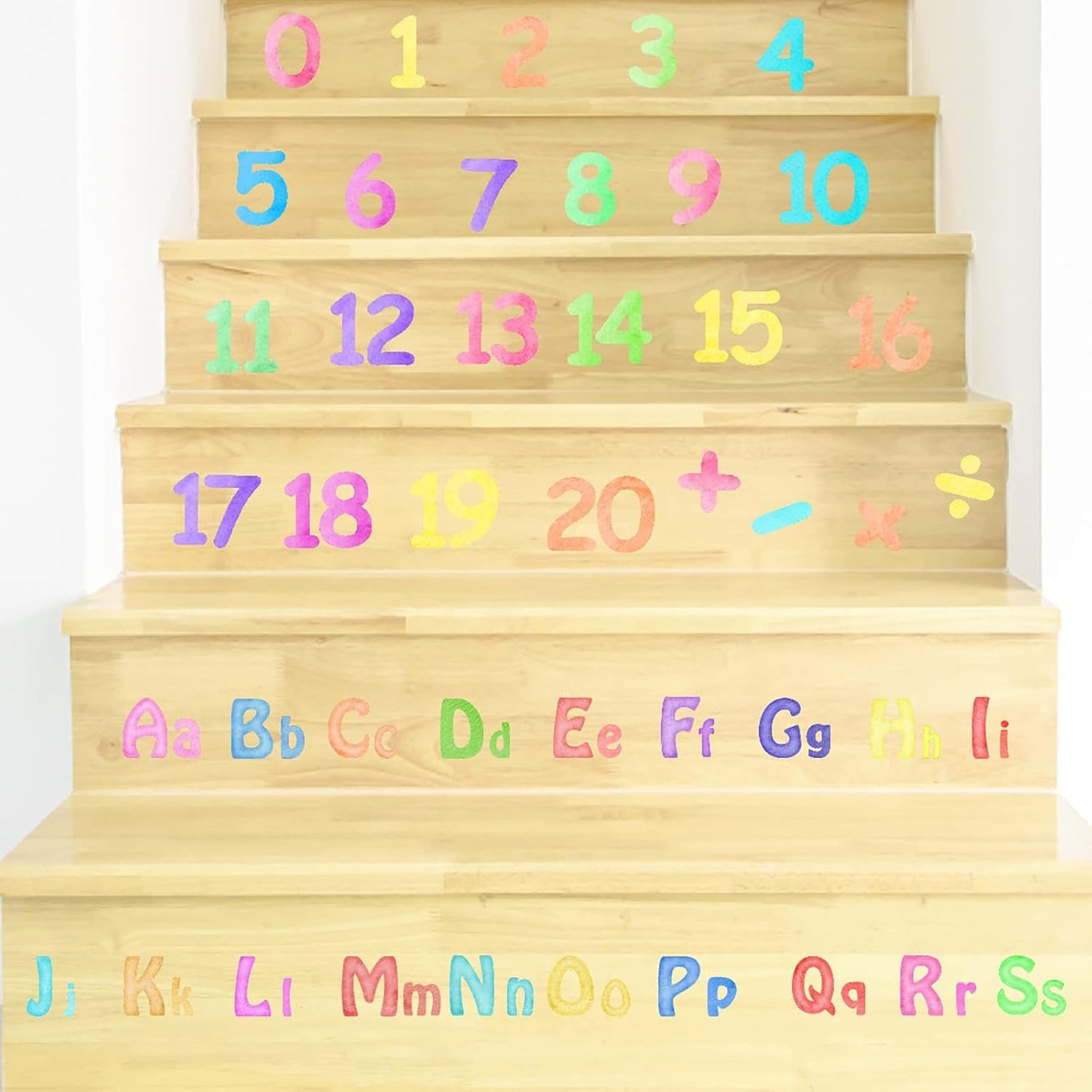 Number Alphabet Wall Decals Letters Wall Decal Alphabet ABC Learning Stickers Colorful / Watercolor