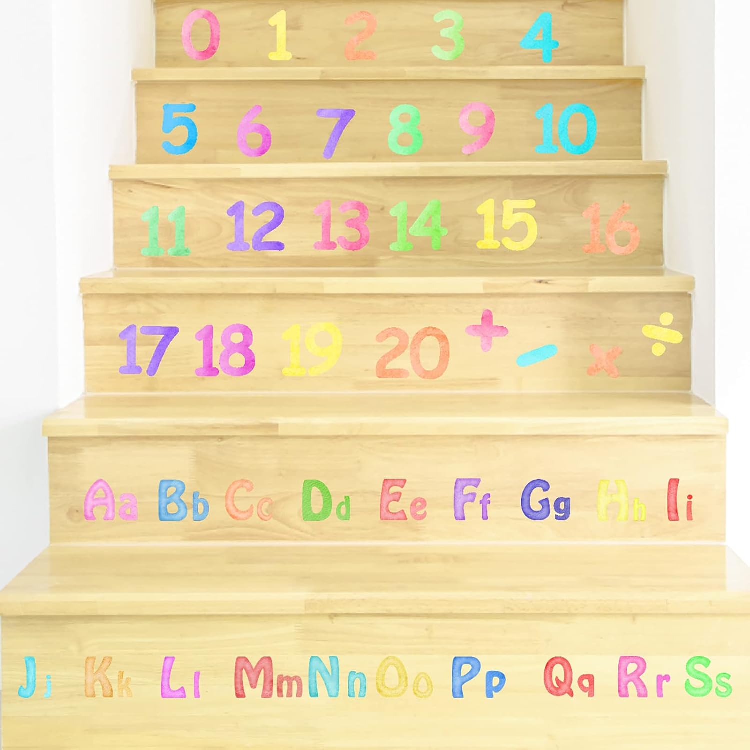 Number Alphabet Wall Decals Letters Wall Decal Alphabet ABC Learning Stickers Colorful / Watercolor