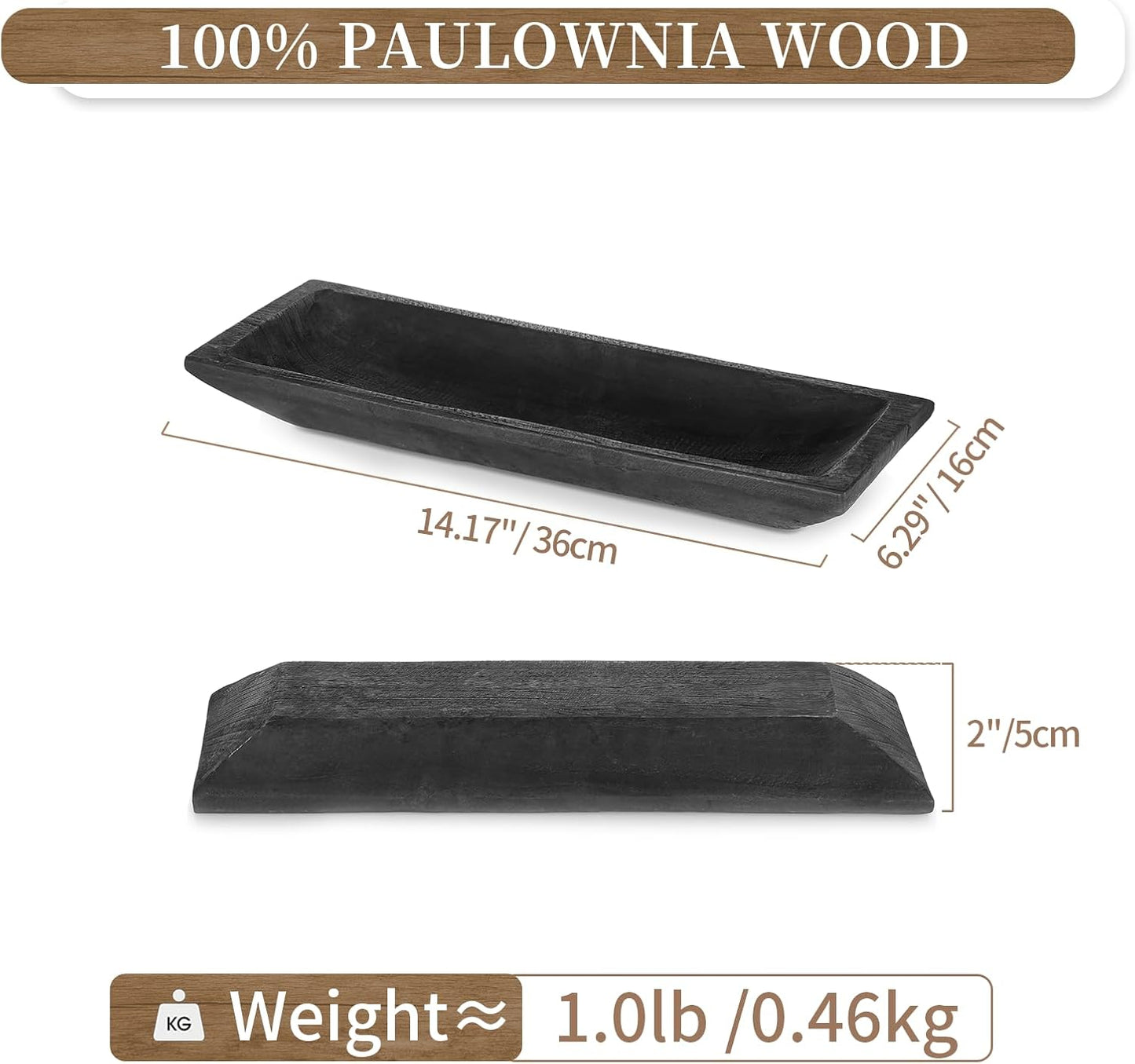 Decorative Wood Dough Bowl / Black / Set of 14