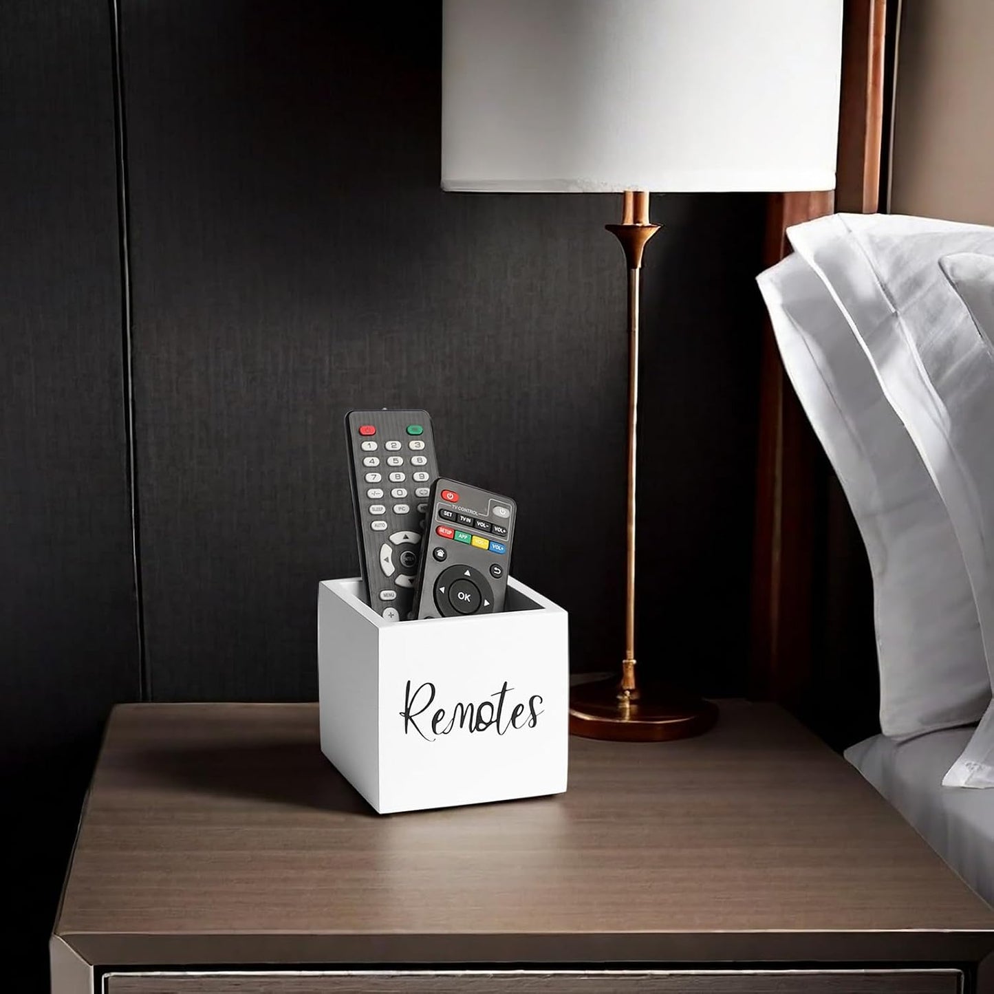 Wood Remote Control Holder / White / S,for 2 or 3 Remote Controls
