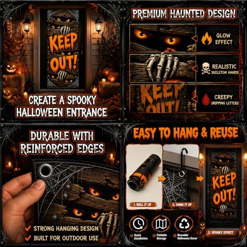 Halloween Door Decorations - Halloween Keep Out Door Cover