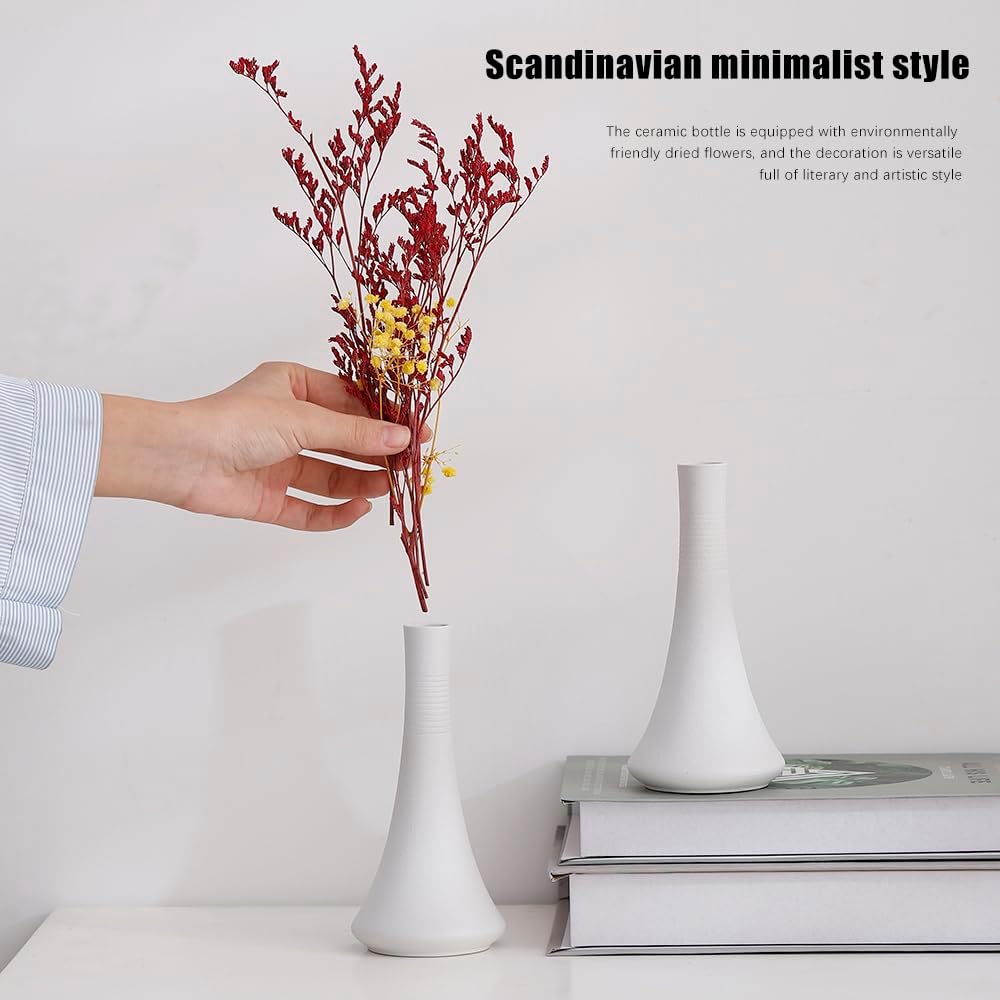 2-Piece Matte Ceramic vase Set / White
