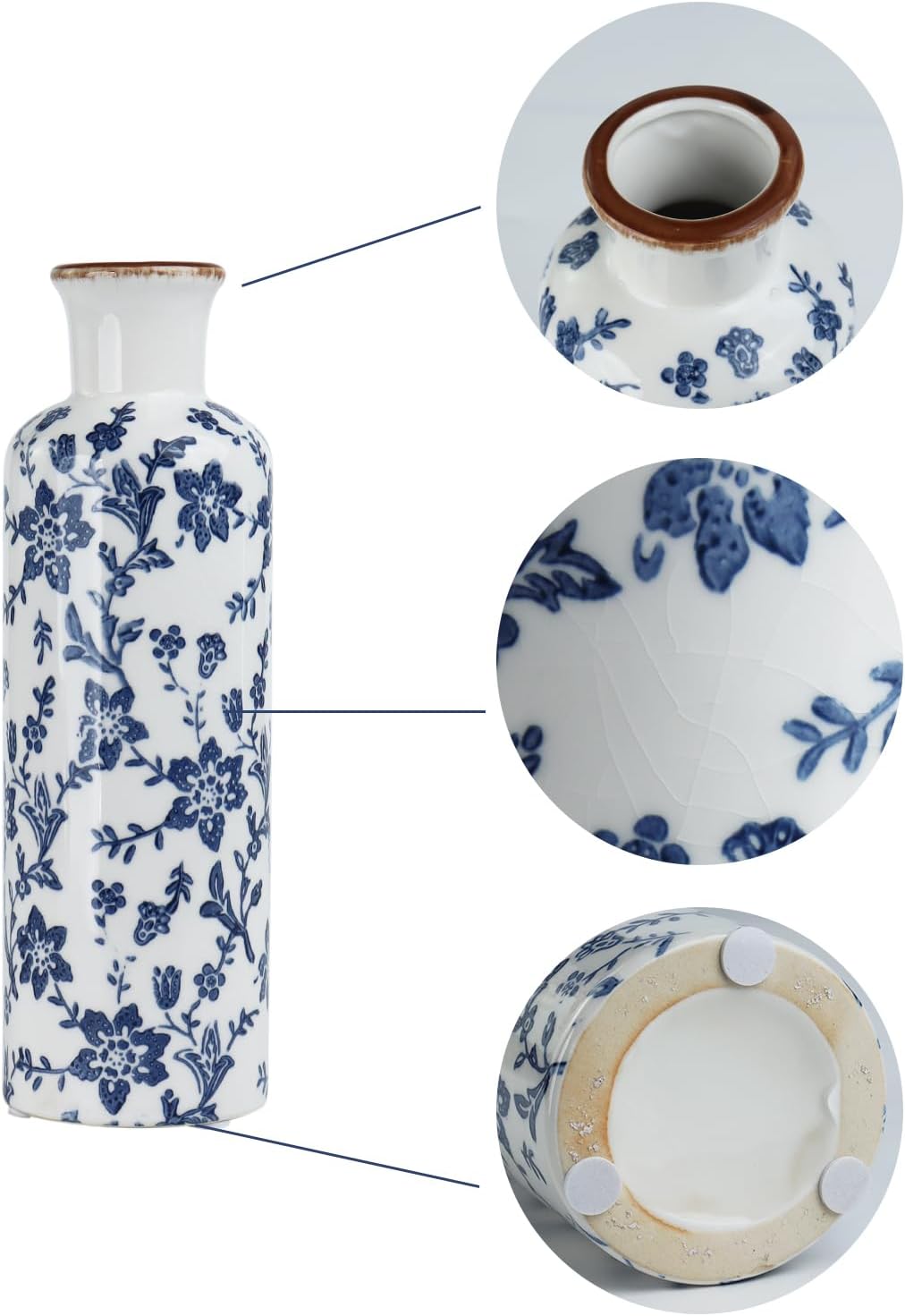 Ceramic Vase / Vintage Ceramic Flower Vases / Blue / Set of 3