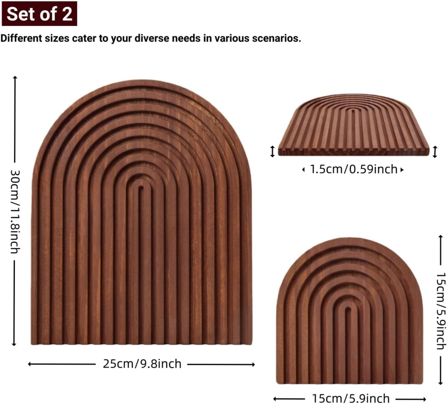 Dark Wood Arch Decor / Brown / Set of 2