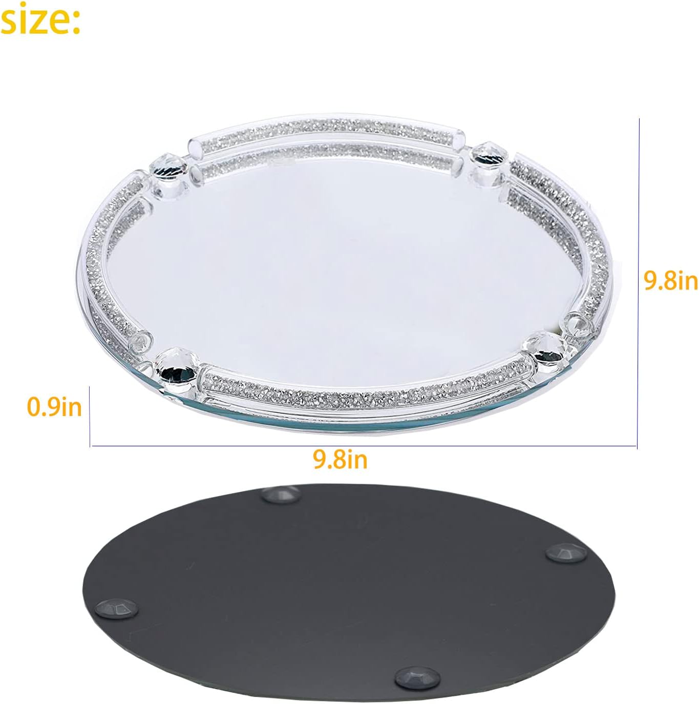 Mirror Glass Makeup Vanity Organizer Filled Crushed Diamond / Silver B / 10 x 10