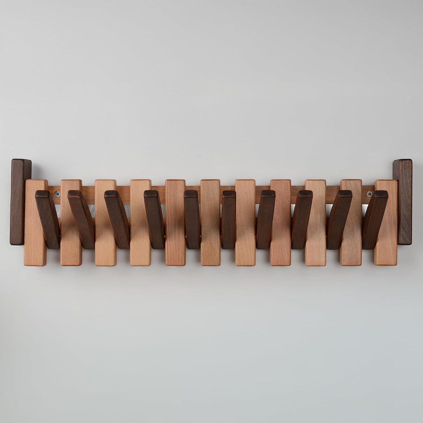 Piano Key Coat Rack / Beech-regular-natural-brown / 10 Hooks