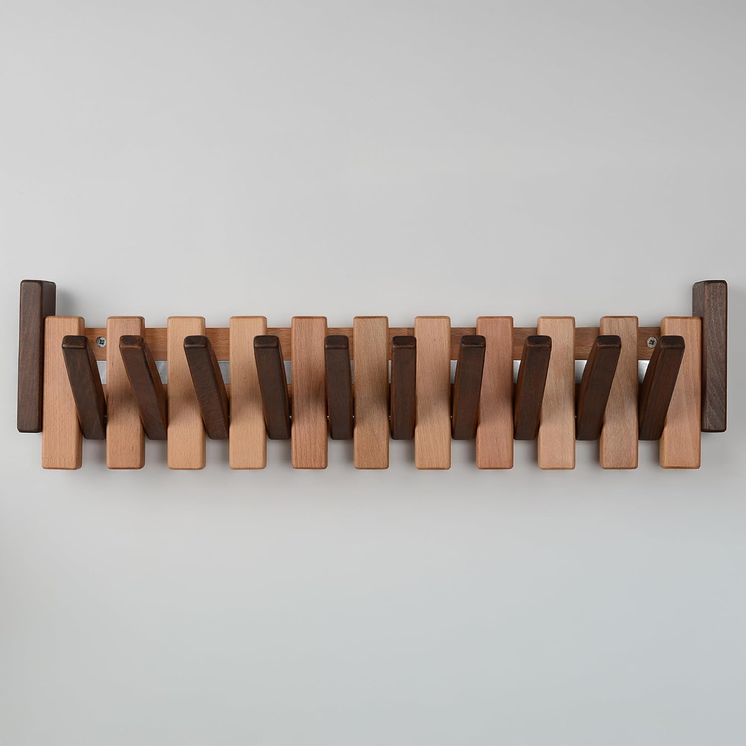 Piano Key Coat Rack / Beech-regular-natural-brown / 10 Hooks