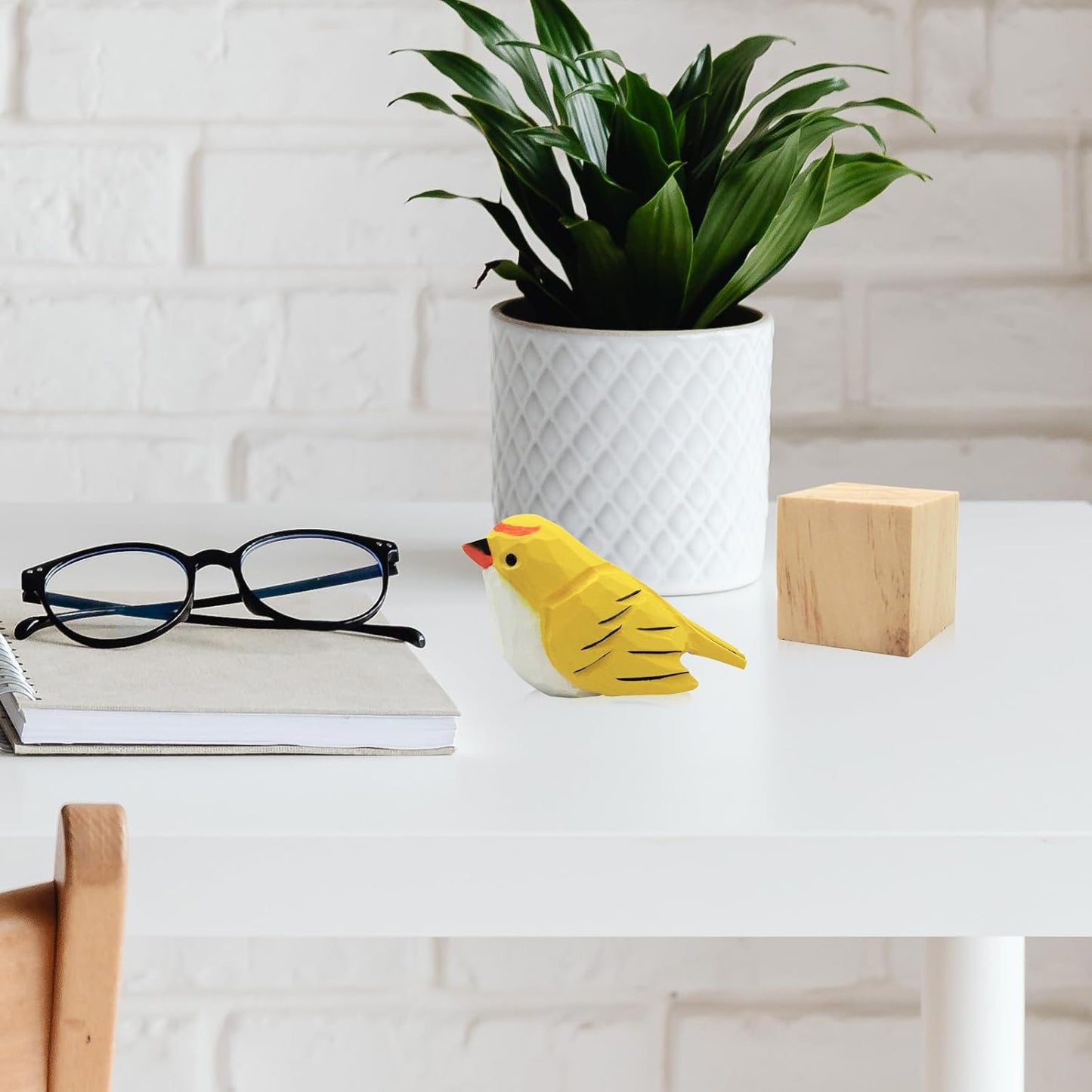 Bird Figurine / Vivid Bird Statue / Yellow Bird