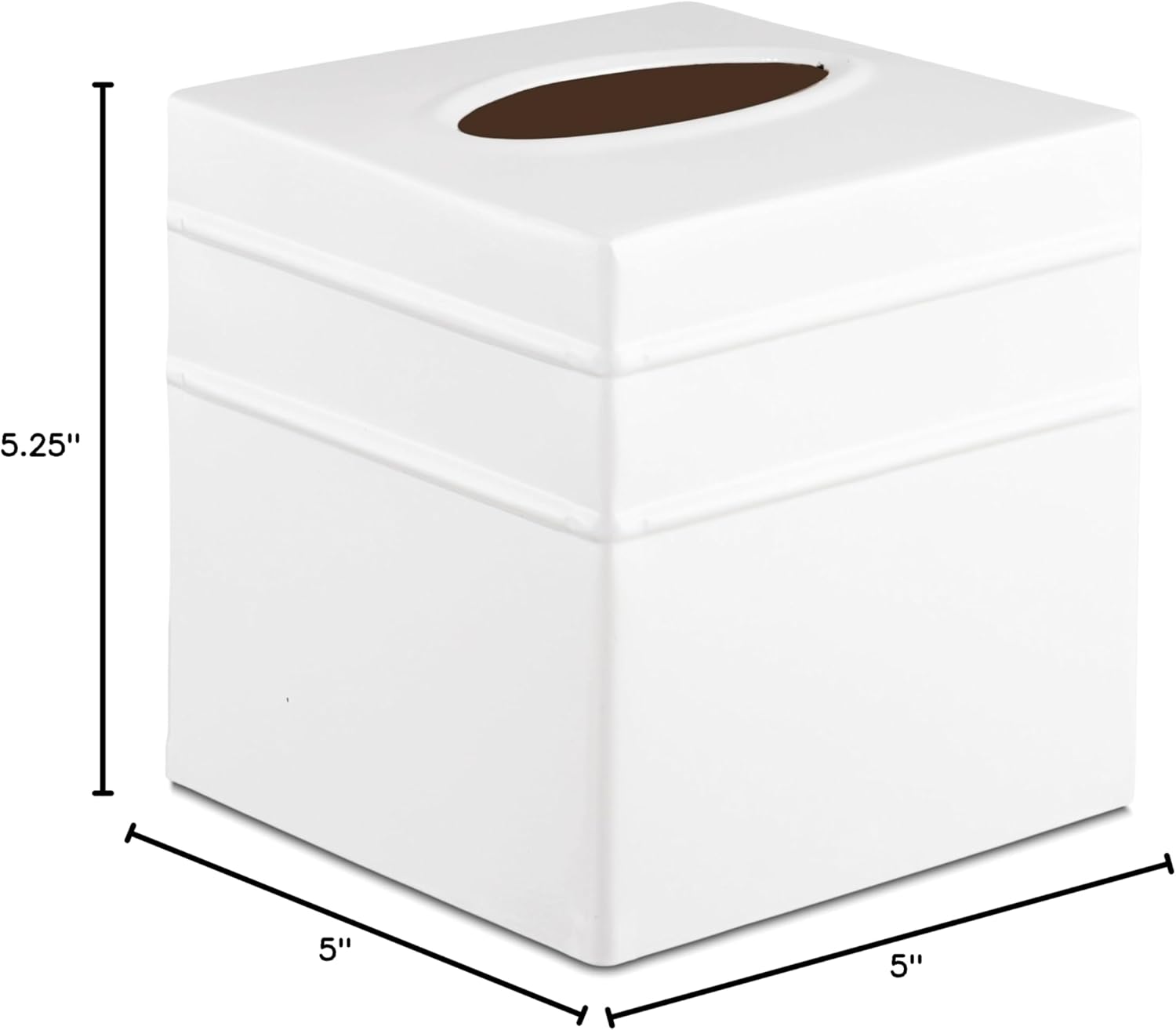 Handcrafted White Metal Tissue Holder Box / Border Embossed / Classic White