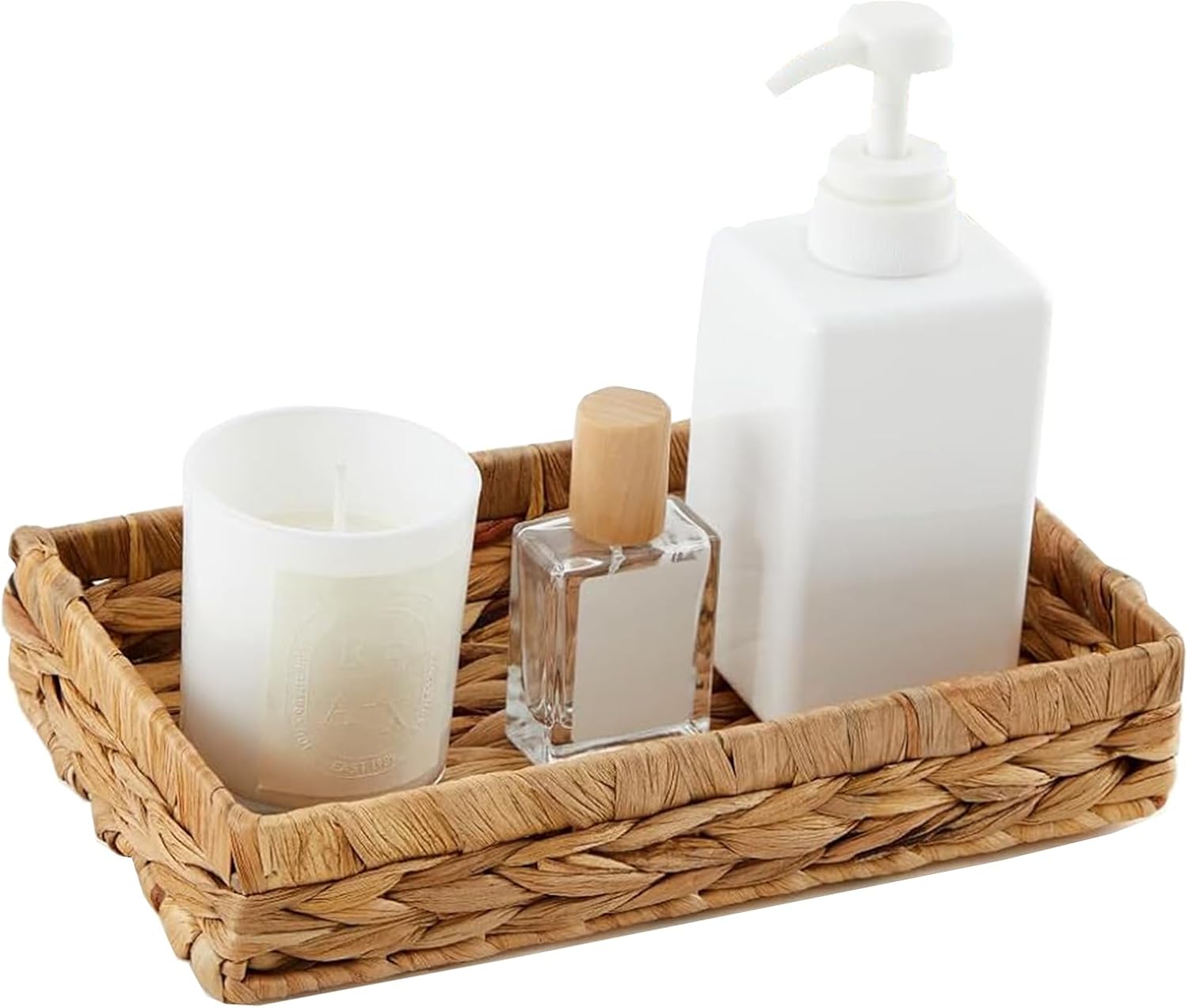 10" Bathroom Over Toilet Tank Tray Water Hyacinth Wicker Basket / 10 x 6 x 2