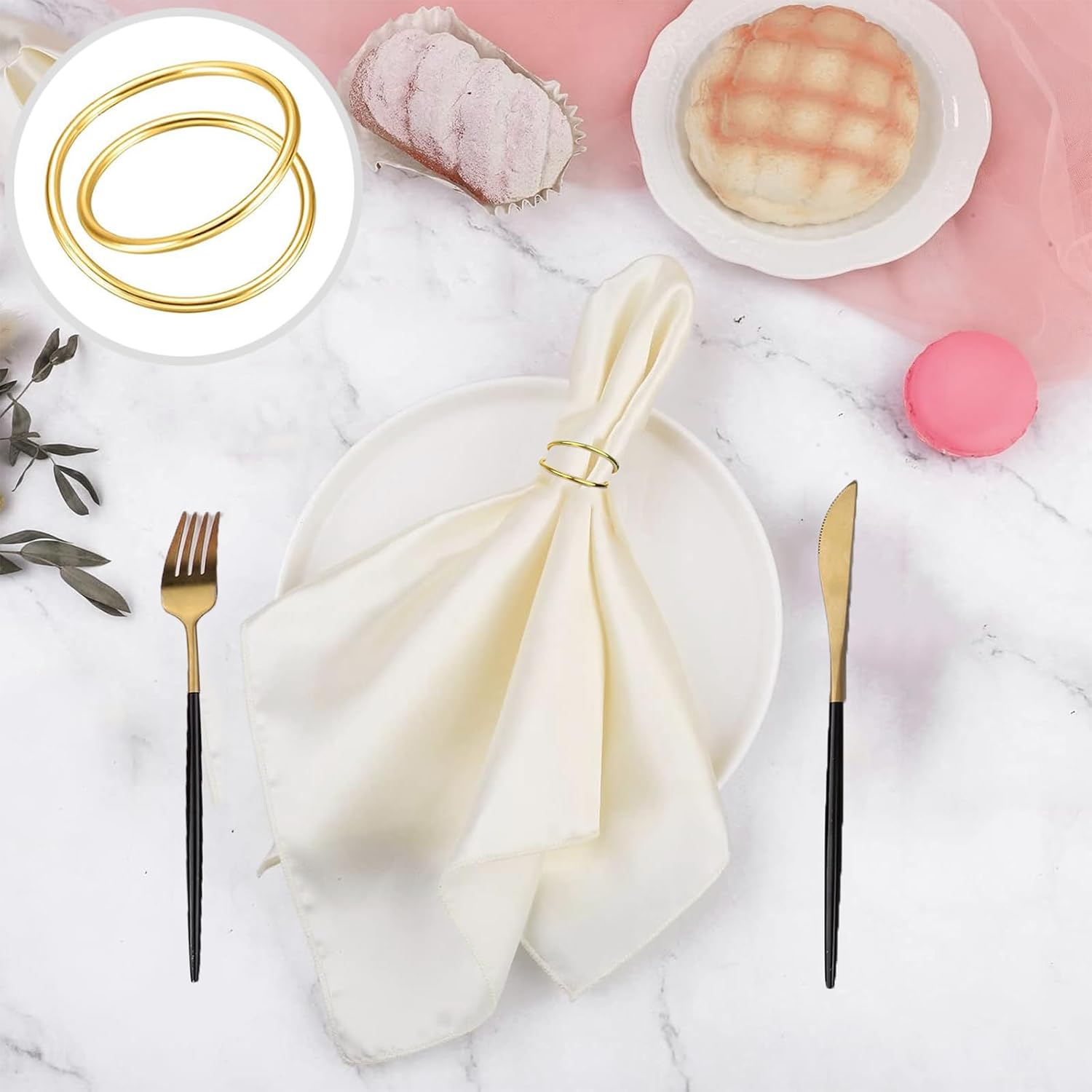 Gold Napkin Rings - 36 PCS Metal Spiral Napkin Rings(Spiral) | Napkin Holders Buckles for Family Dinner, Wedding