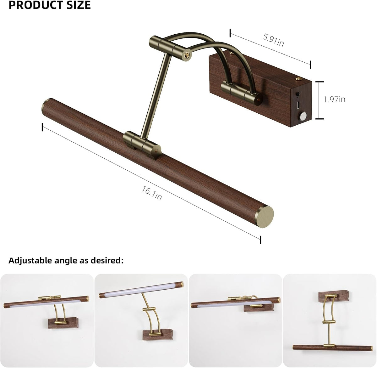 Wireless Picture Lights for Wall Rechargeable,16 inch Battery Operated Art Light for Paintings,3CCT Dimmable with