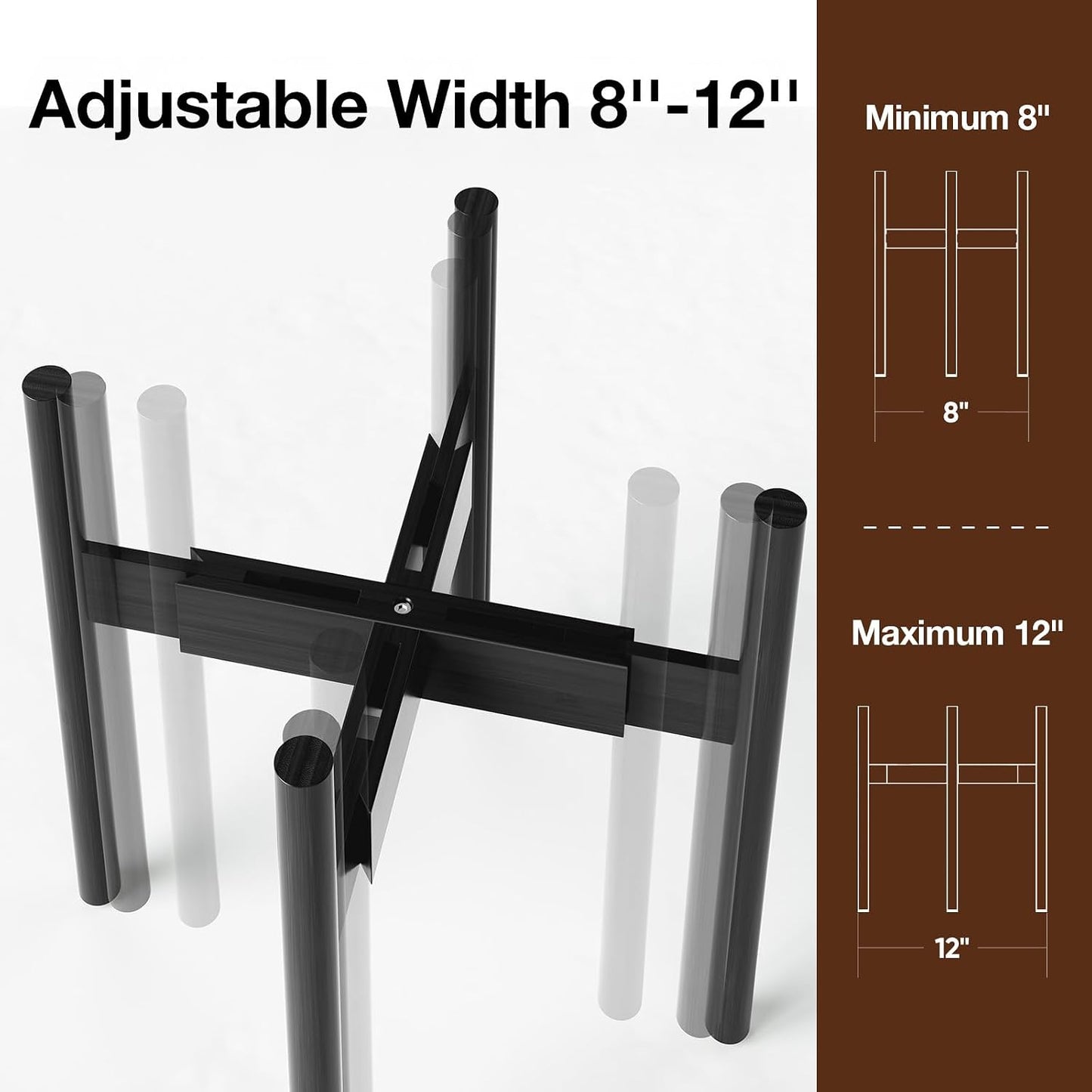 MUDEELA Plant Stand for Indoor Plants: Adjustable Width Fits 8-12 Inch Pots - Mid Century Modern Bamboo Plant Stand
