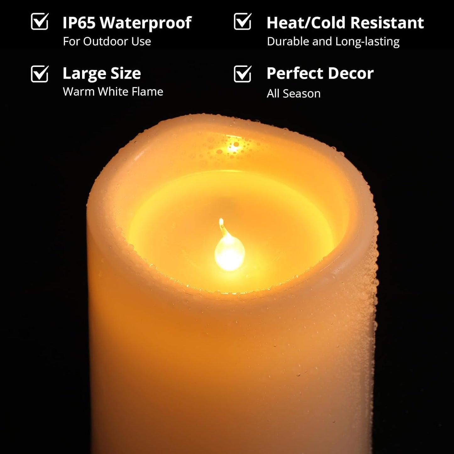 NURADA 6" x 4" Large Outdoor Flameless Candles - Waterproof LED Pillar Flickering Candle Battery Operated with Timer